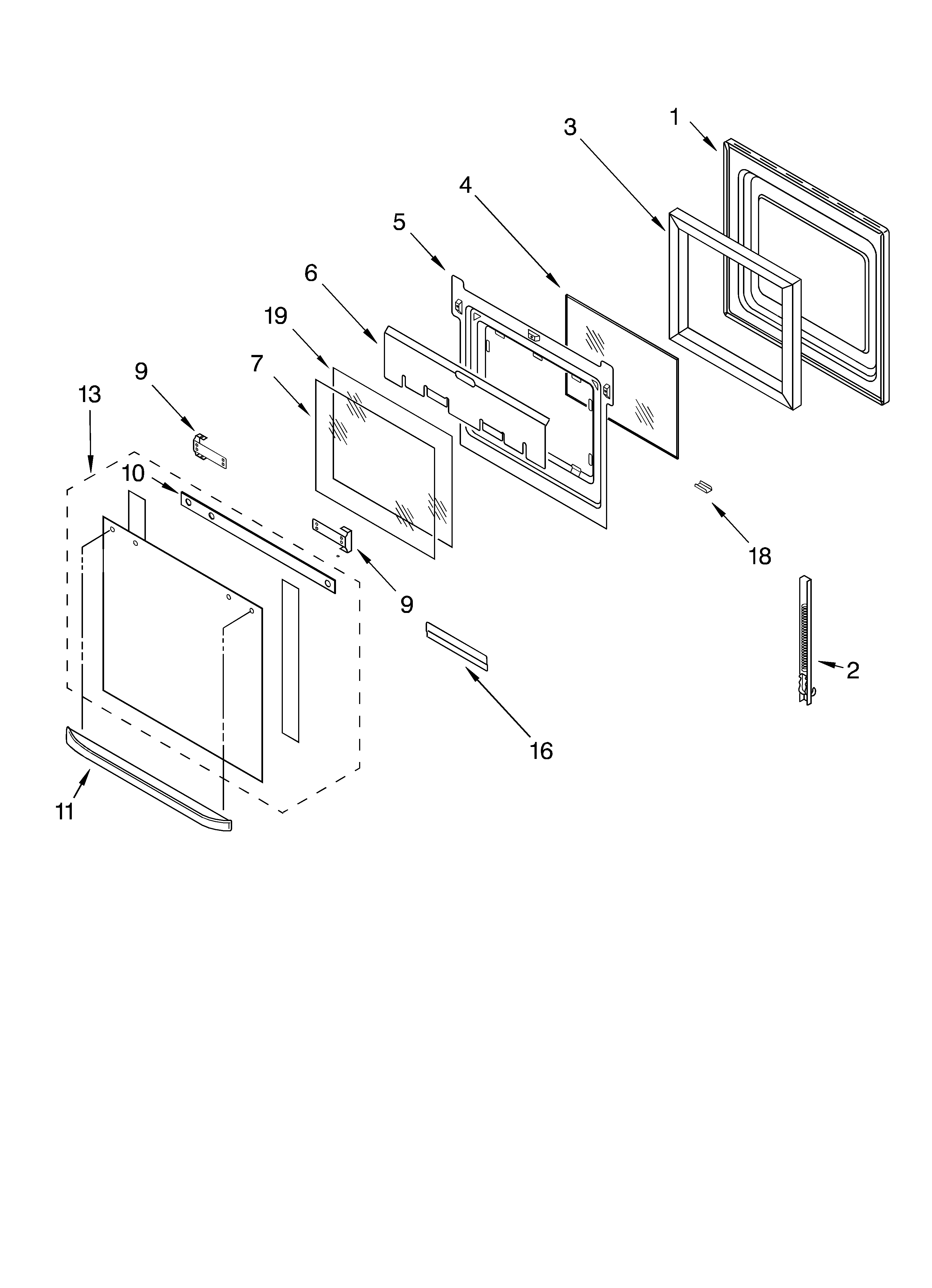 KitchenAid KEBC177KWH1 oven door diagram