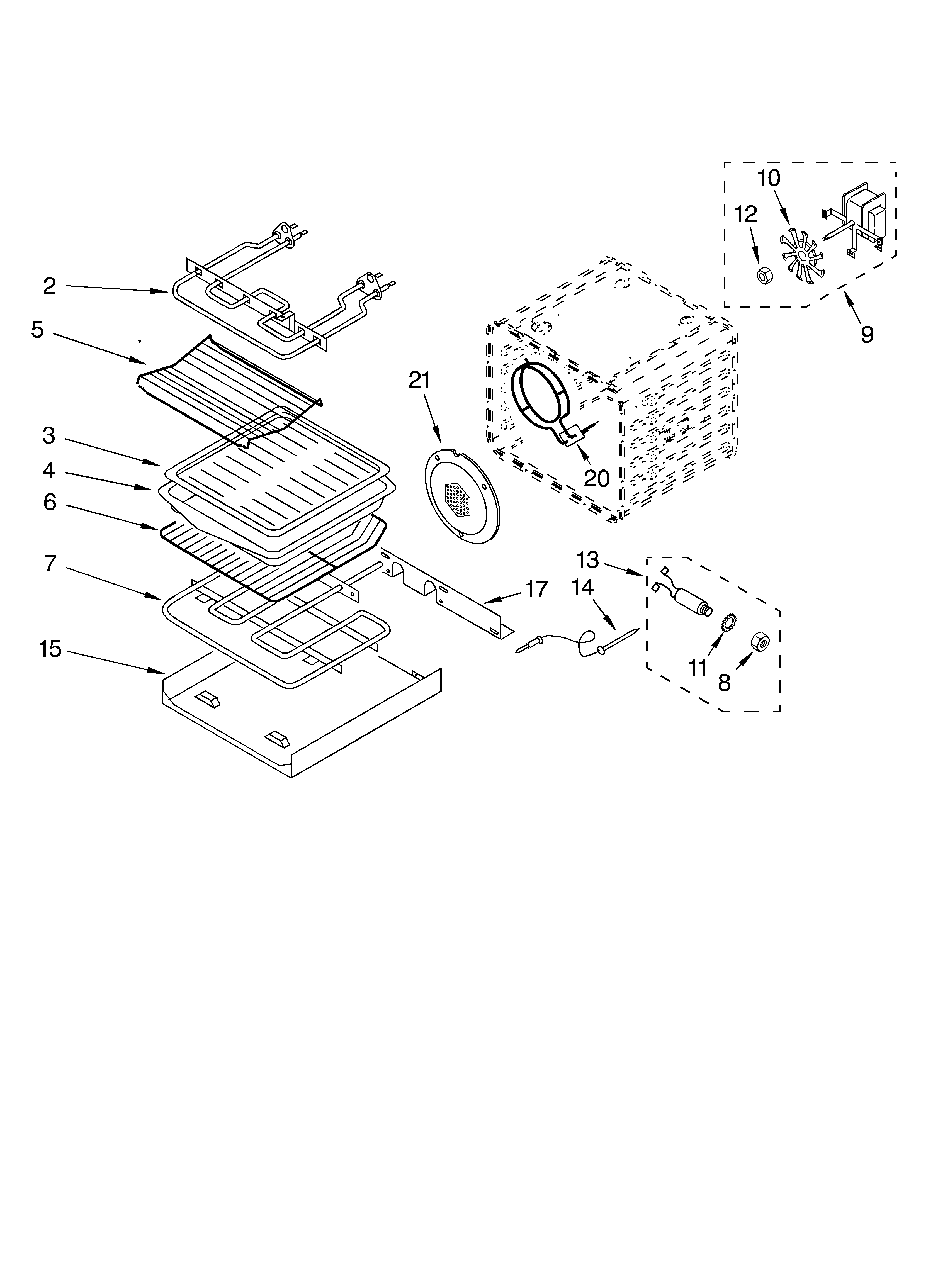 KitchenAid KEBC177KWH1 internal oven diagram