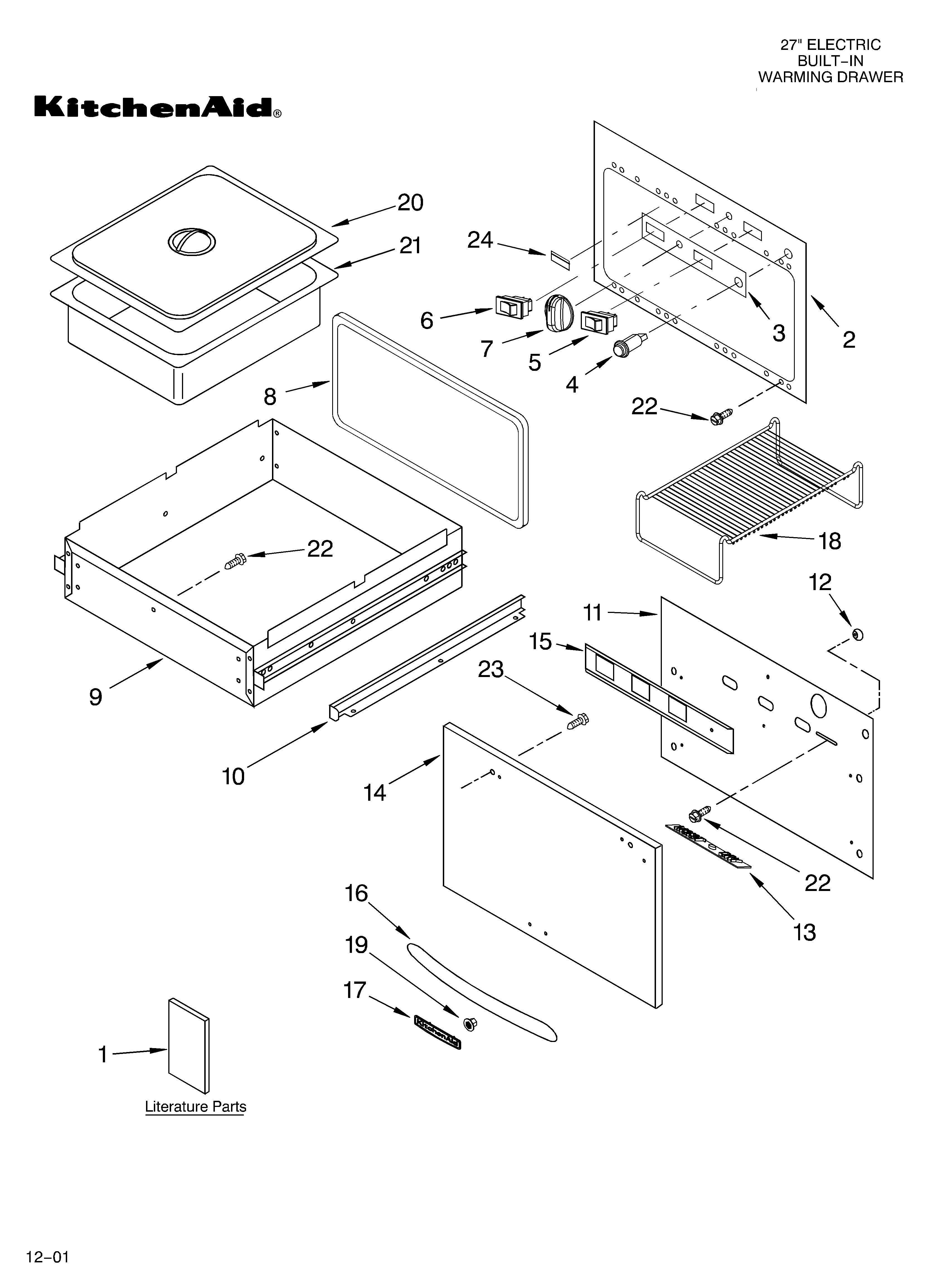KitchenAid KEWD175HWH3 control/door/drawer diagram