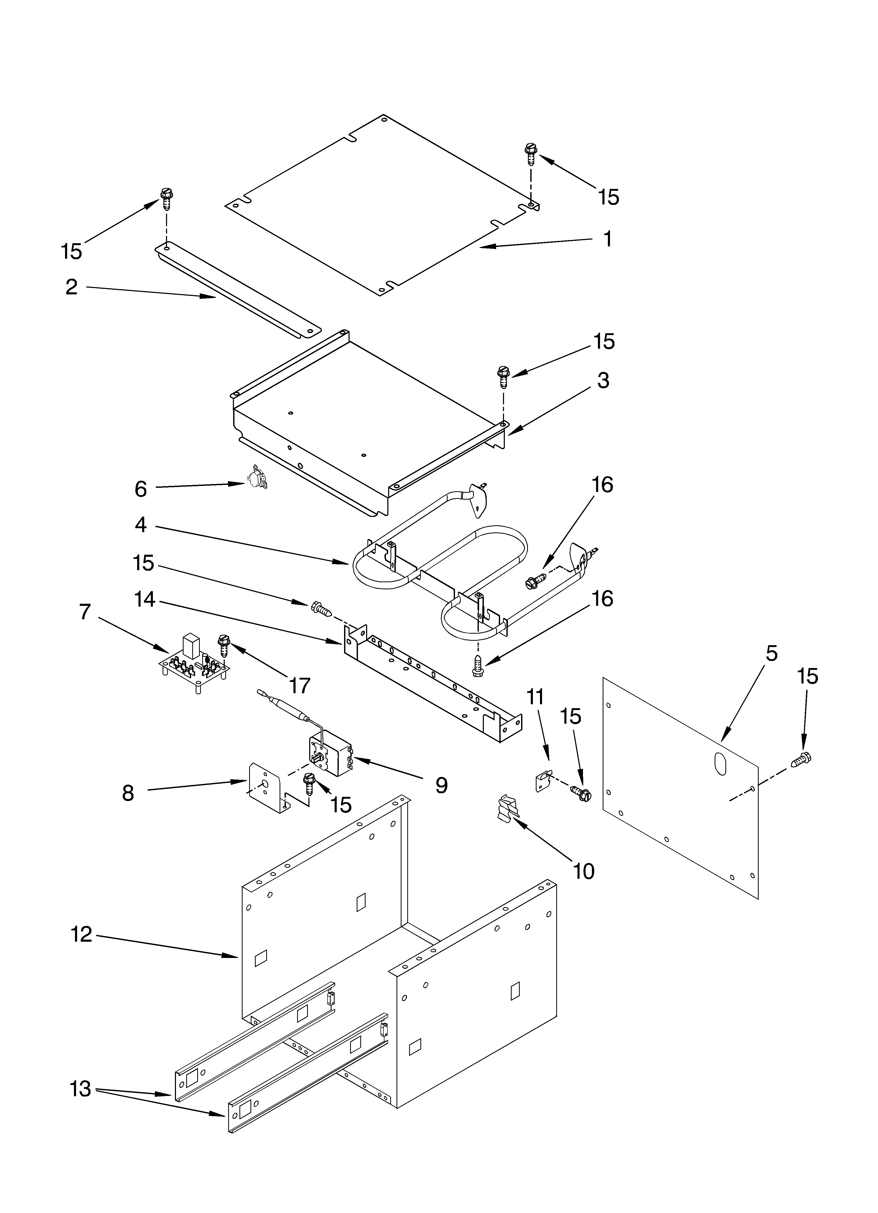 KitchenAid KEWD175HWH3 internal warming drawer diagram