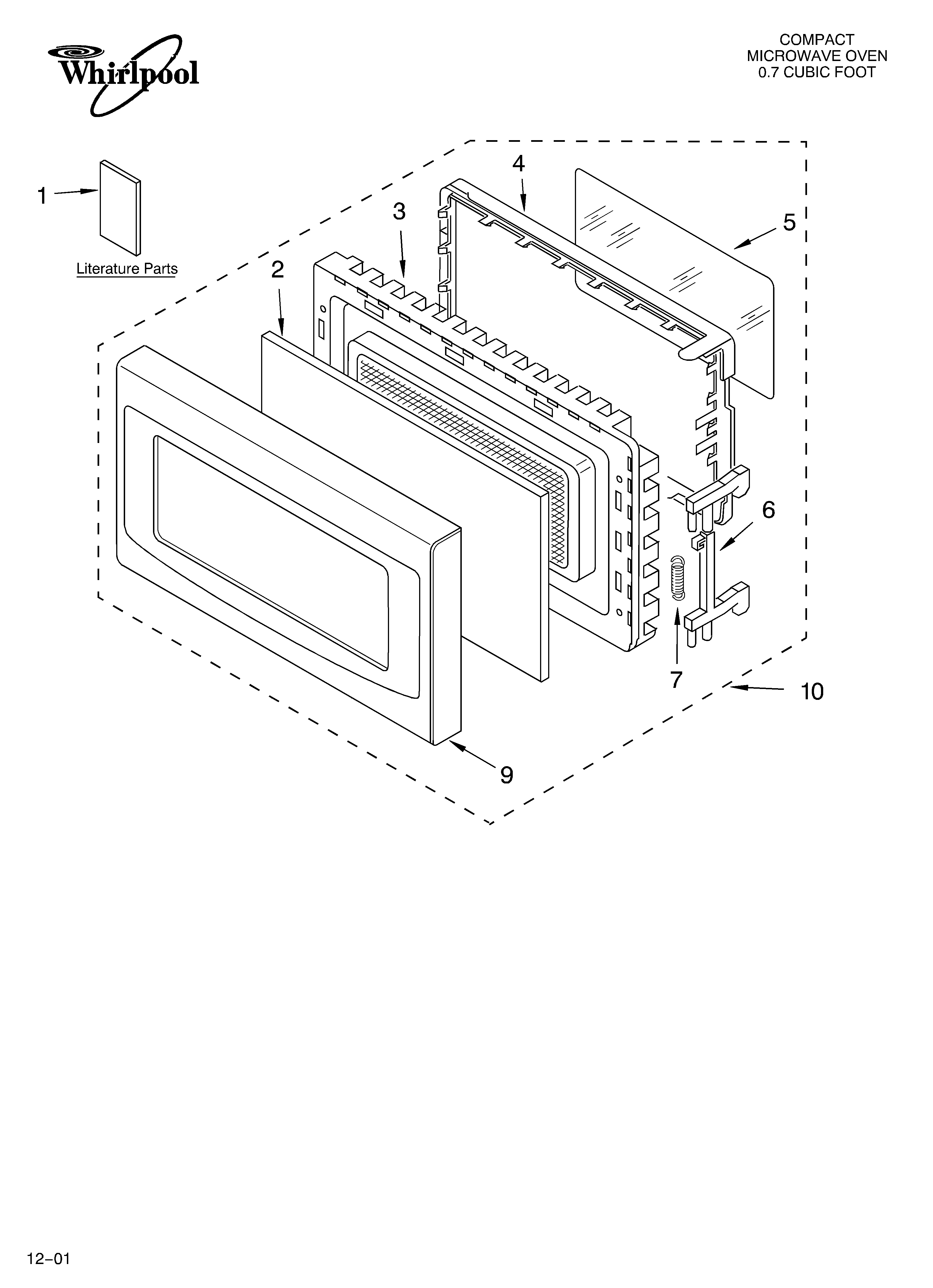 Whirlpool MT4070SKQ0 door/literature diagram