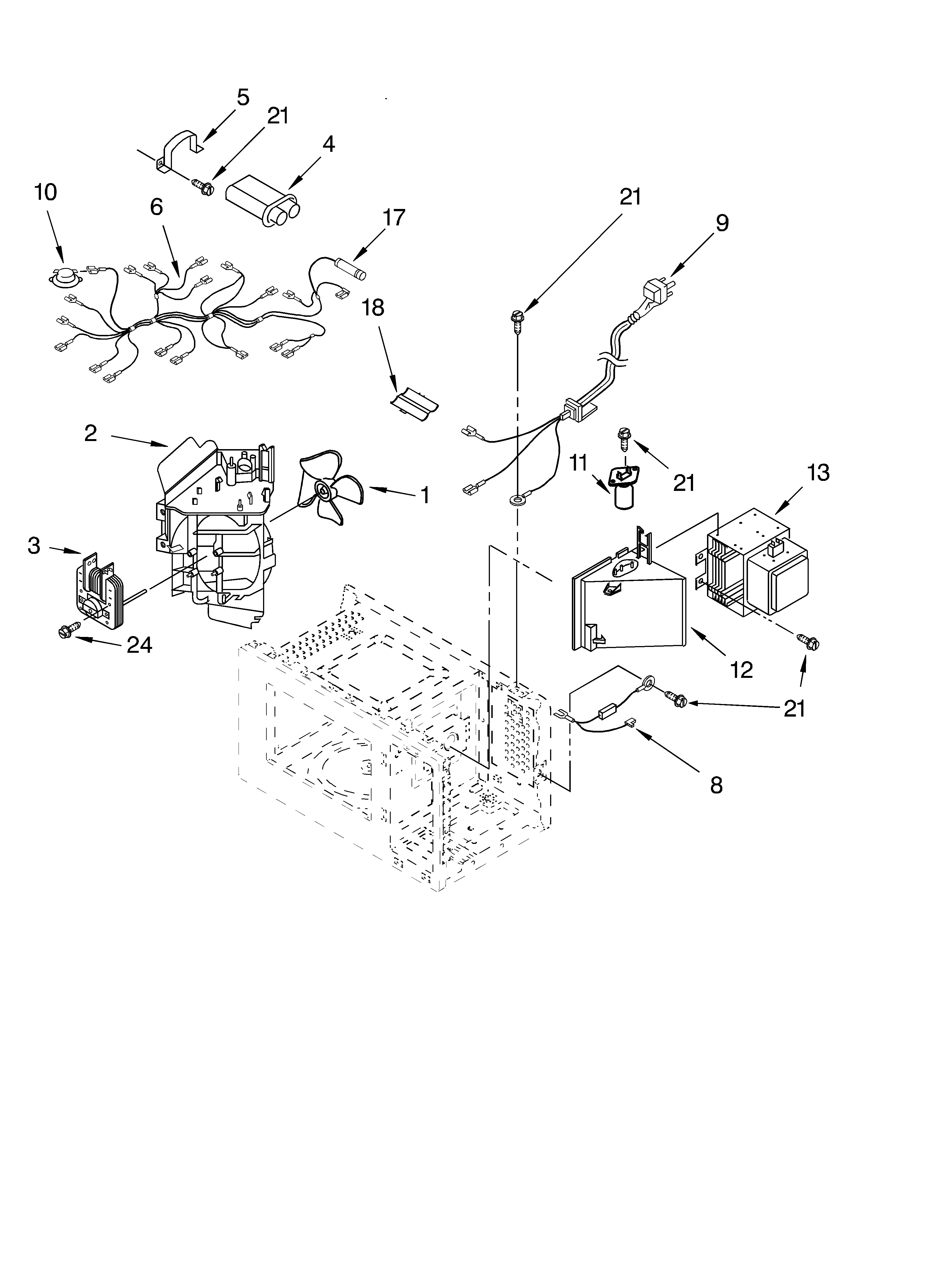 Whirlpool MT4070SKQ0 oven interior diagram