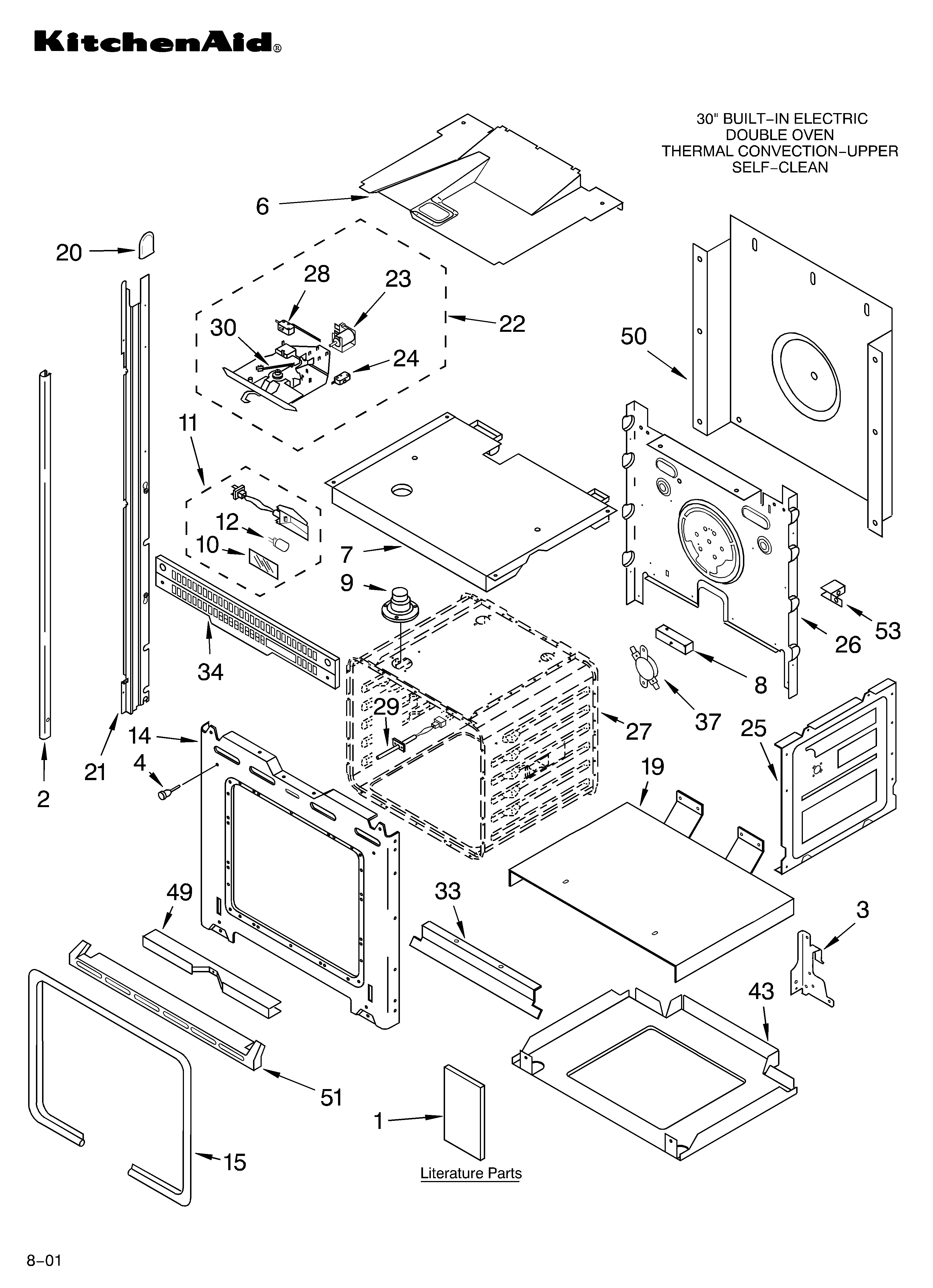 KitchenAid KEBS207DBL12 oven/literature diagram