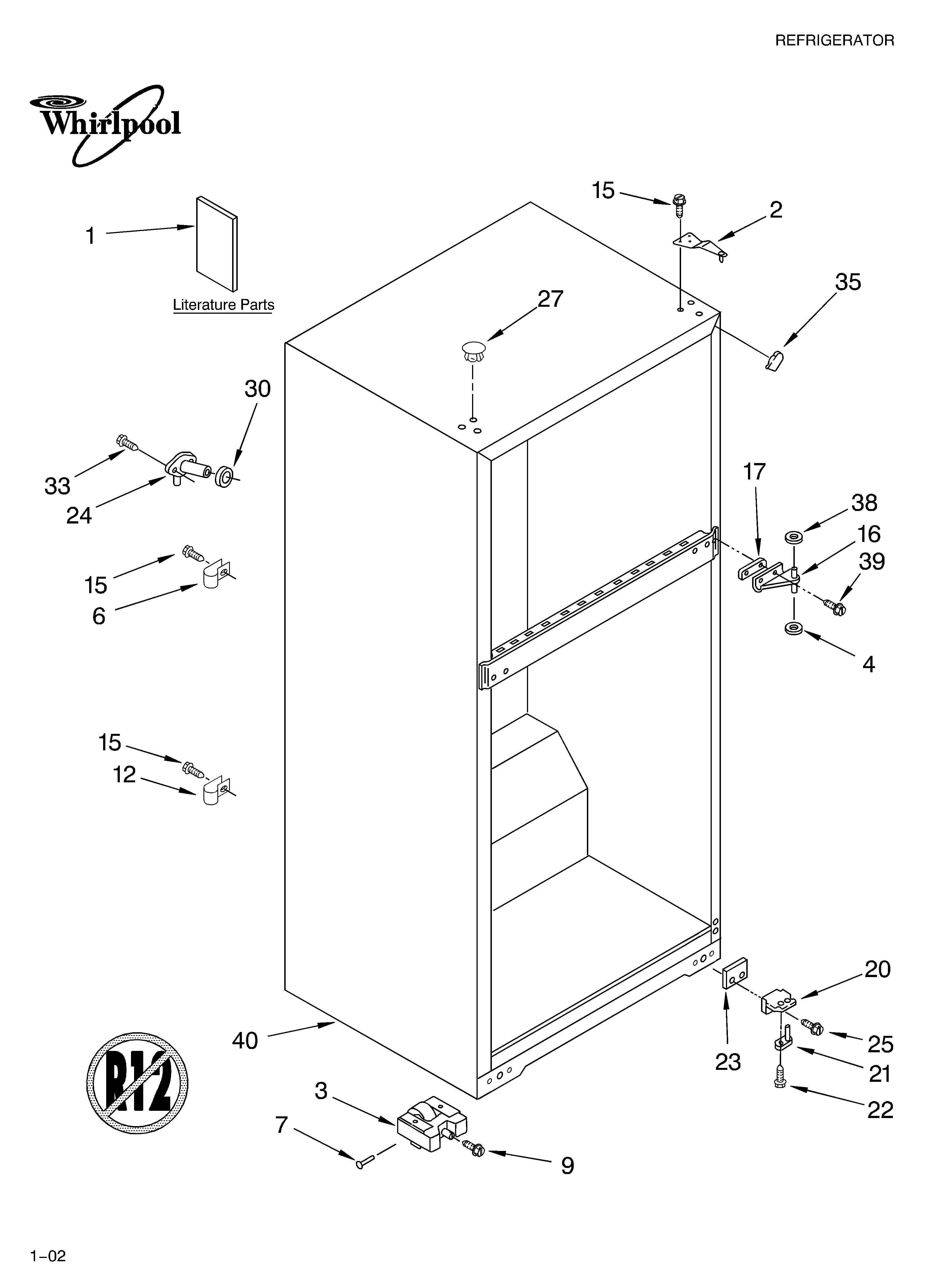 Whirlpool ET4WSMYKZ01 cabinet/literature diagram