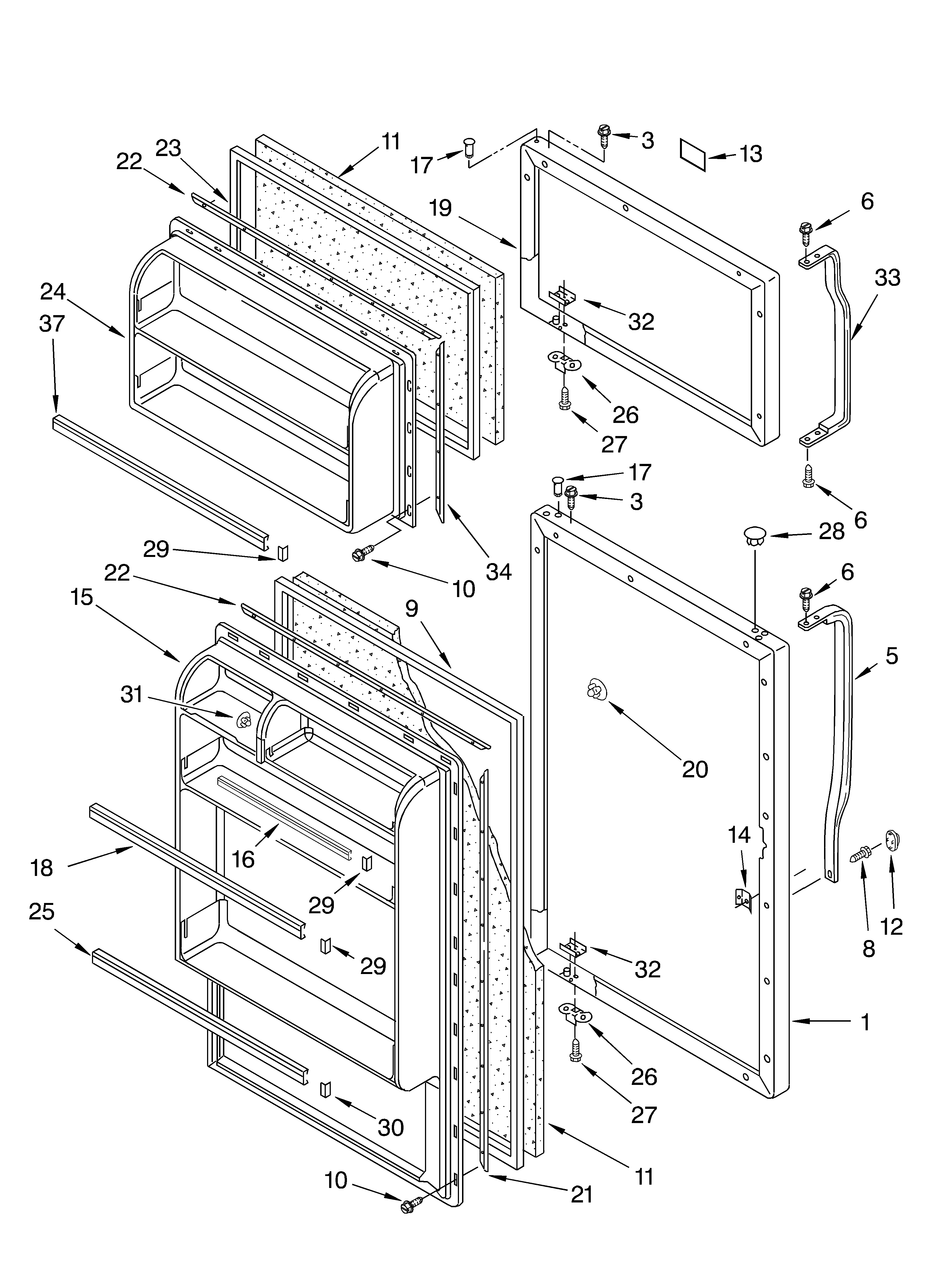 Whirlpool ET4WSMYKZ01 door diagram