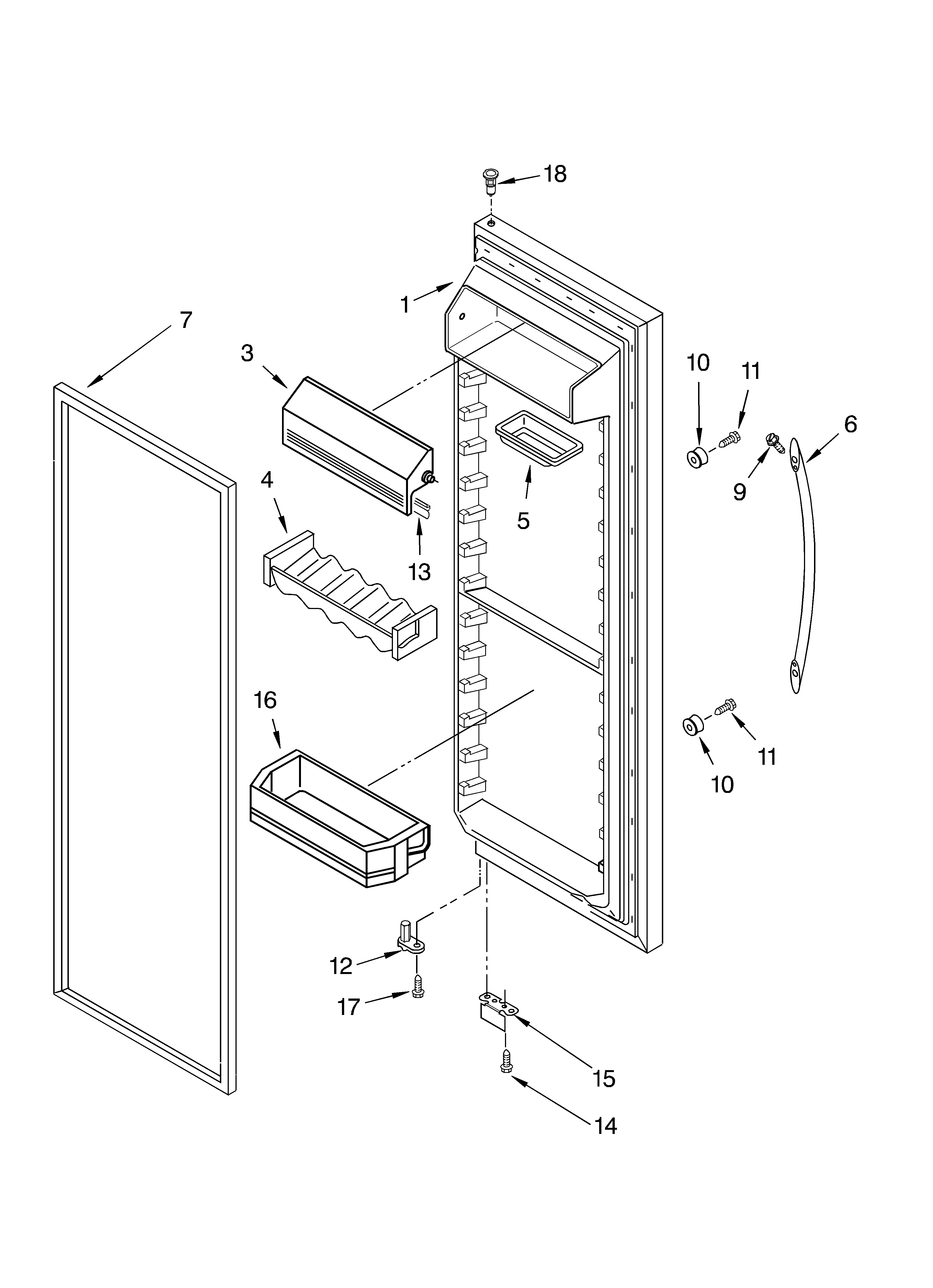 KitchenAid KSRG25FKSS02 refrigerator door diagram