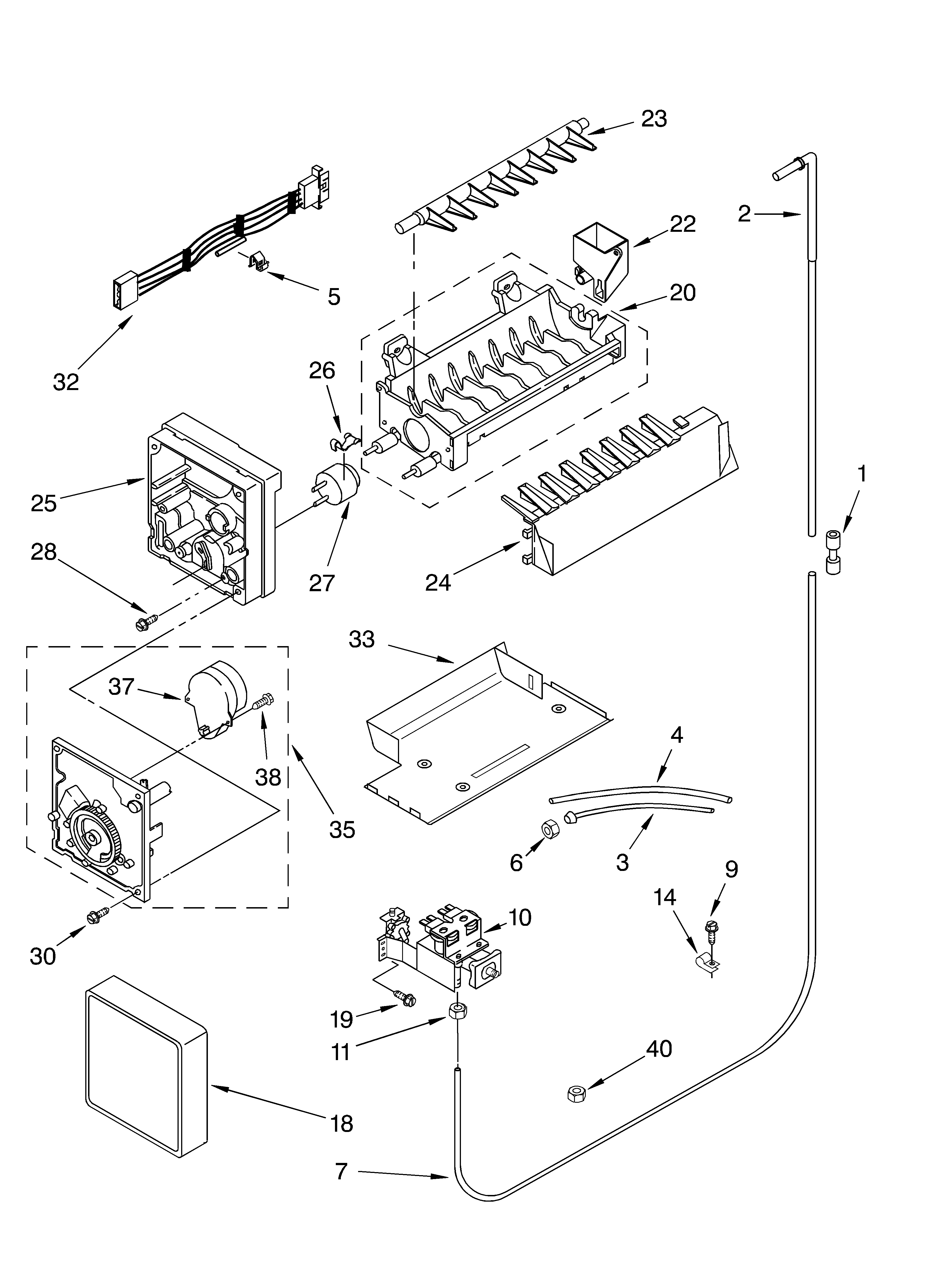 KitchenAid KSRG25FKSS02 ice maker/optional diagram