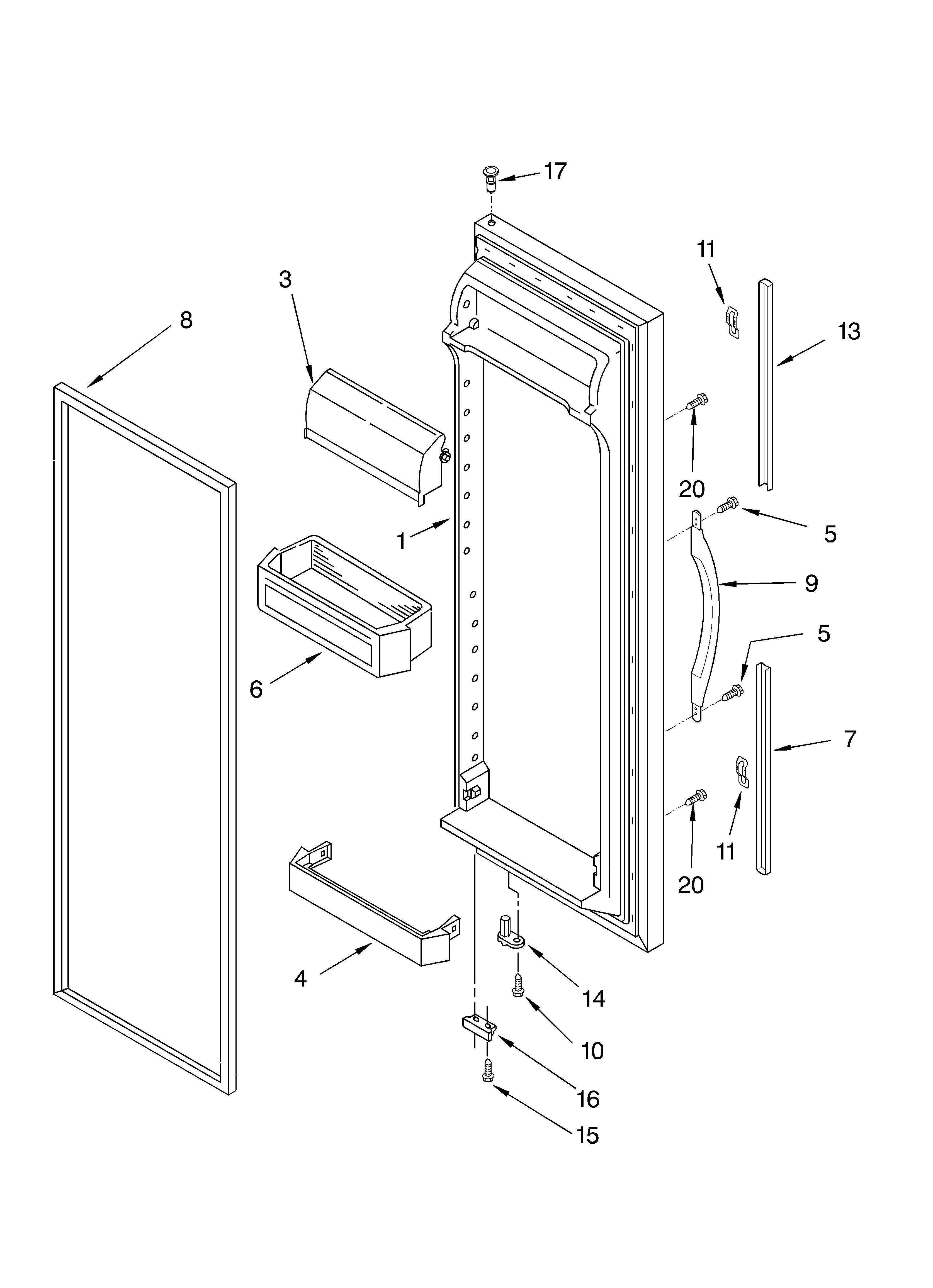 Whirlpool GD2SHAXKQ02 refrigerator door diagram