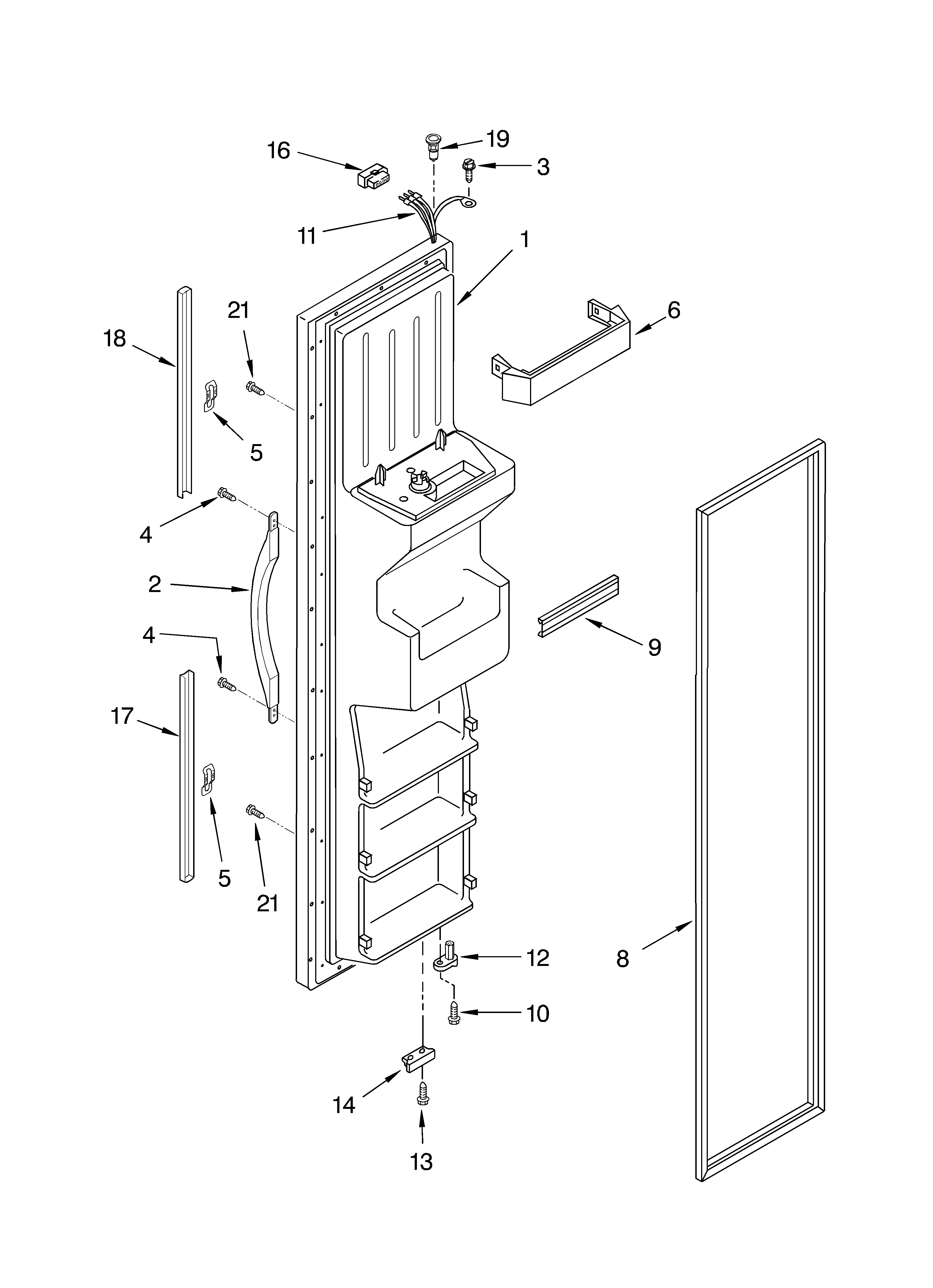 Whirlpool GD2SHAXKQ02 freezer door diagram