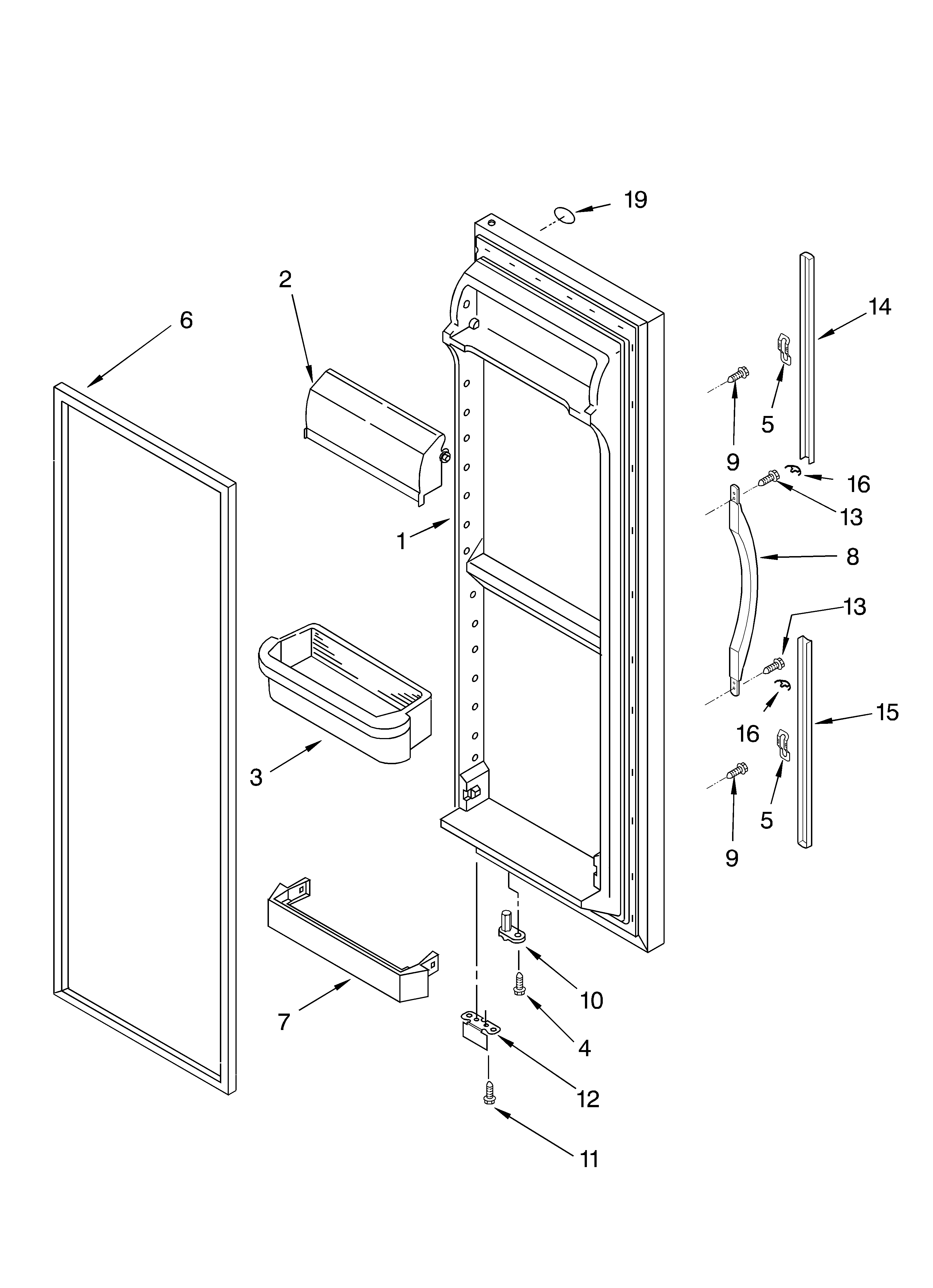 Whirlpool GS6SHAXKB02 refrigerator door diagram