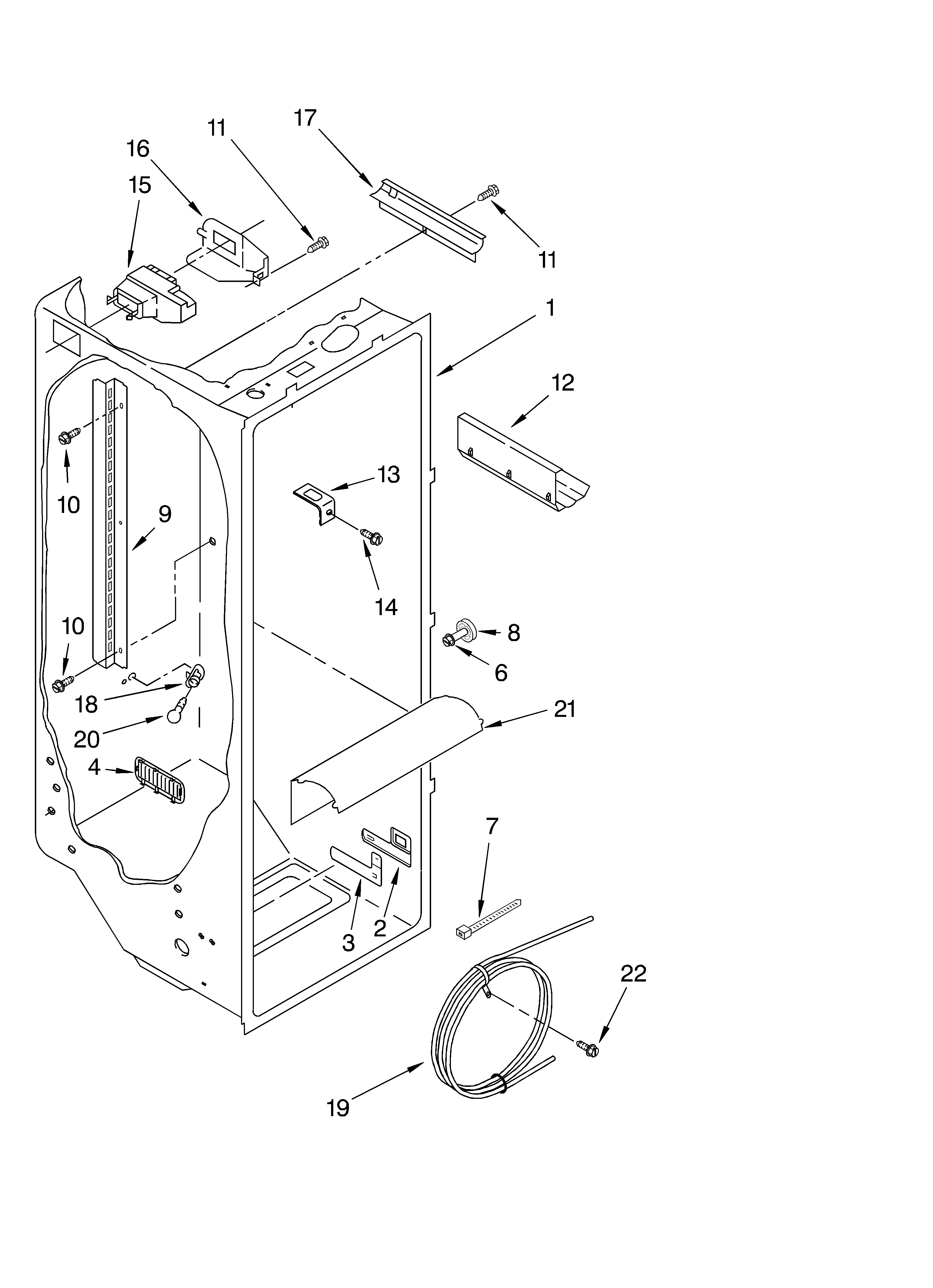 KitchenAid KSRG22FKWH02 refrigerator liner diagram