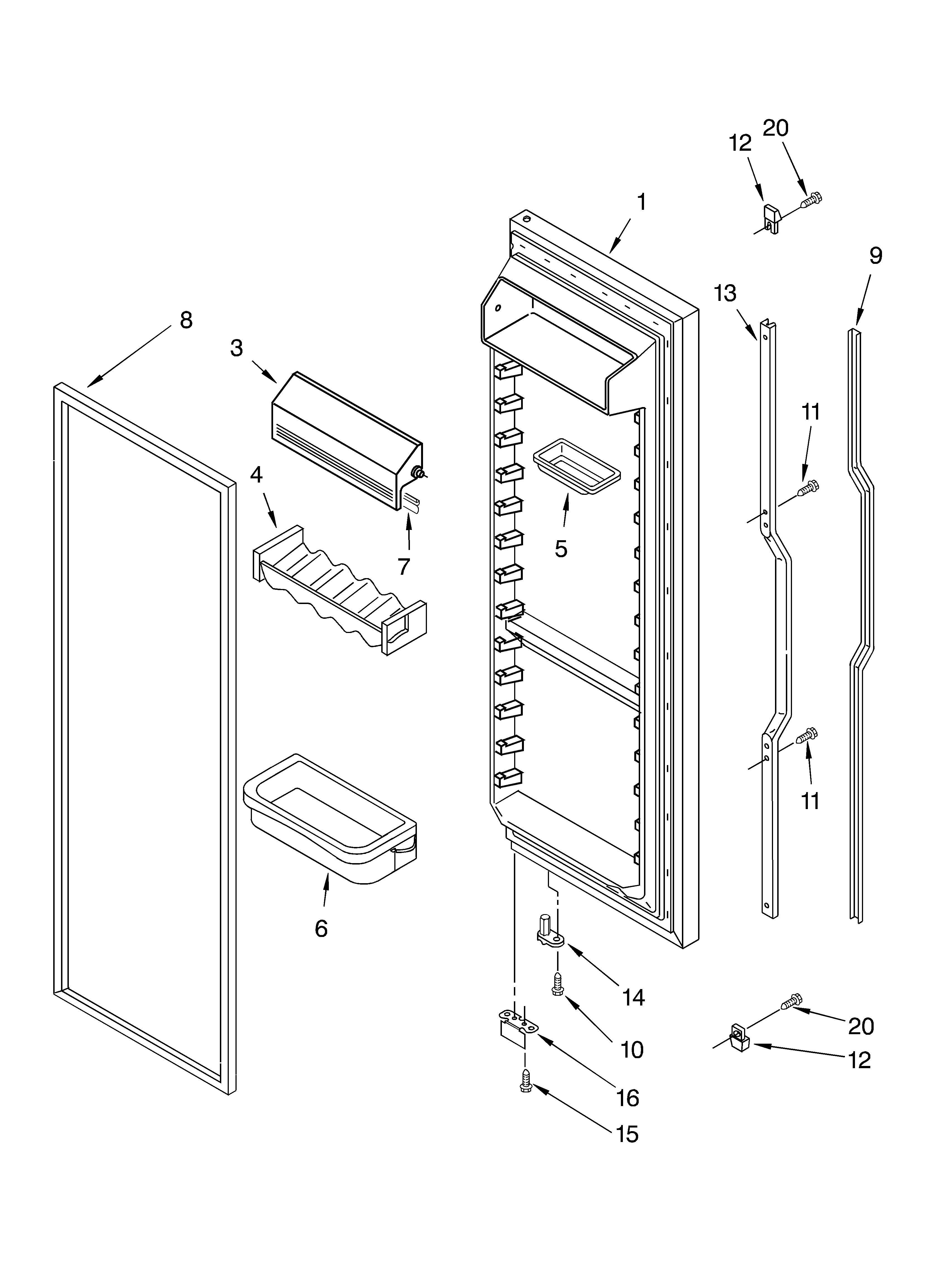 KitchenAid KSRG22FKWH02 refrigerator door diagram