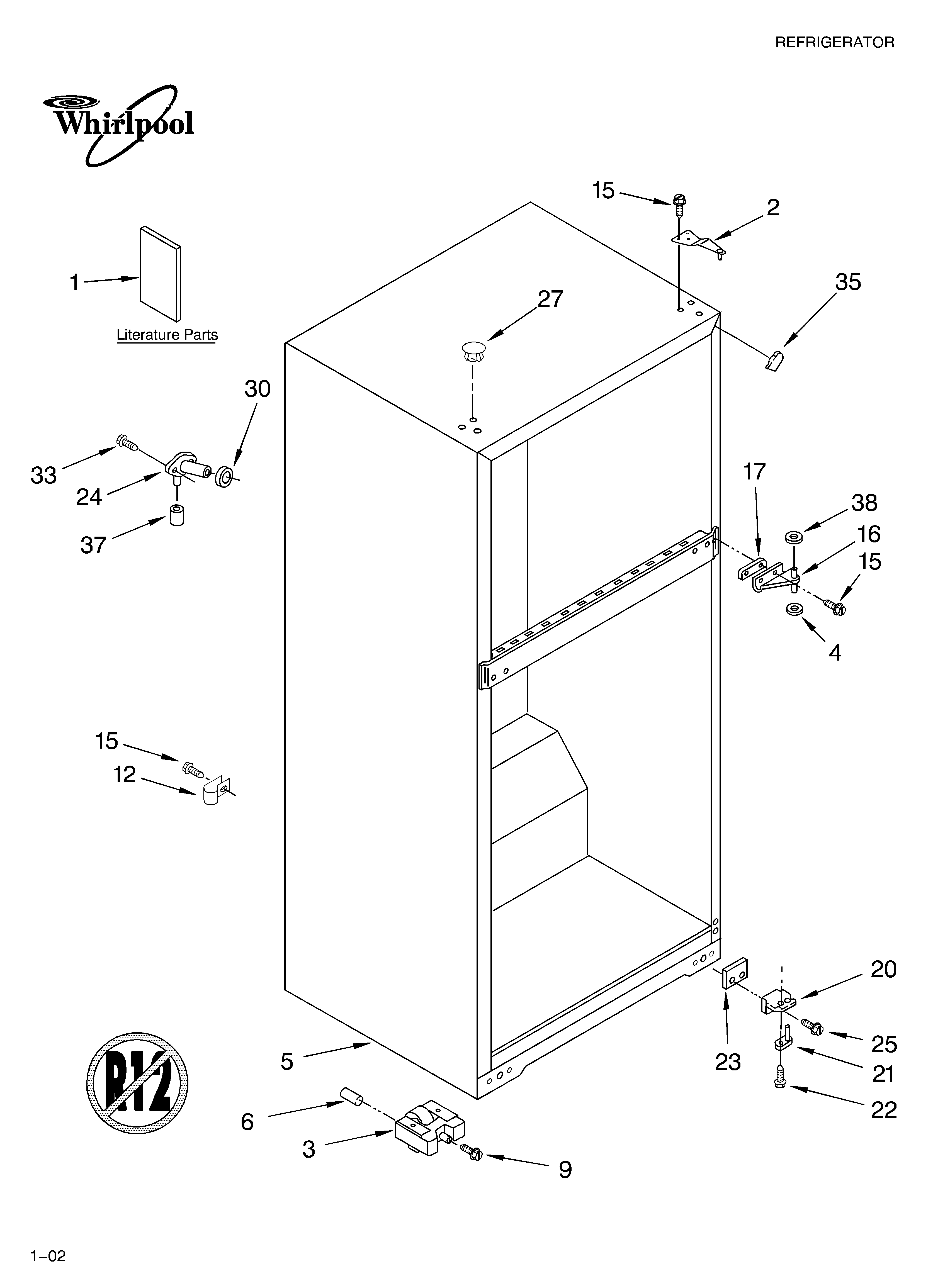 Whirlpool ET4WSKXKQ02 cabinet/literature diagram