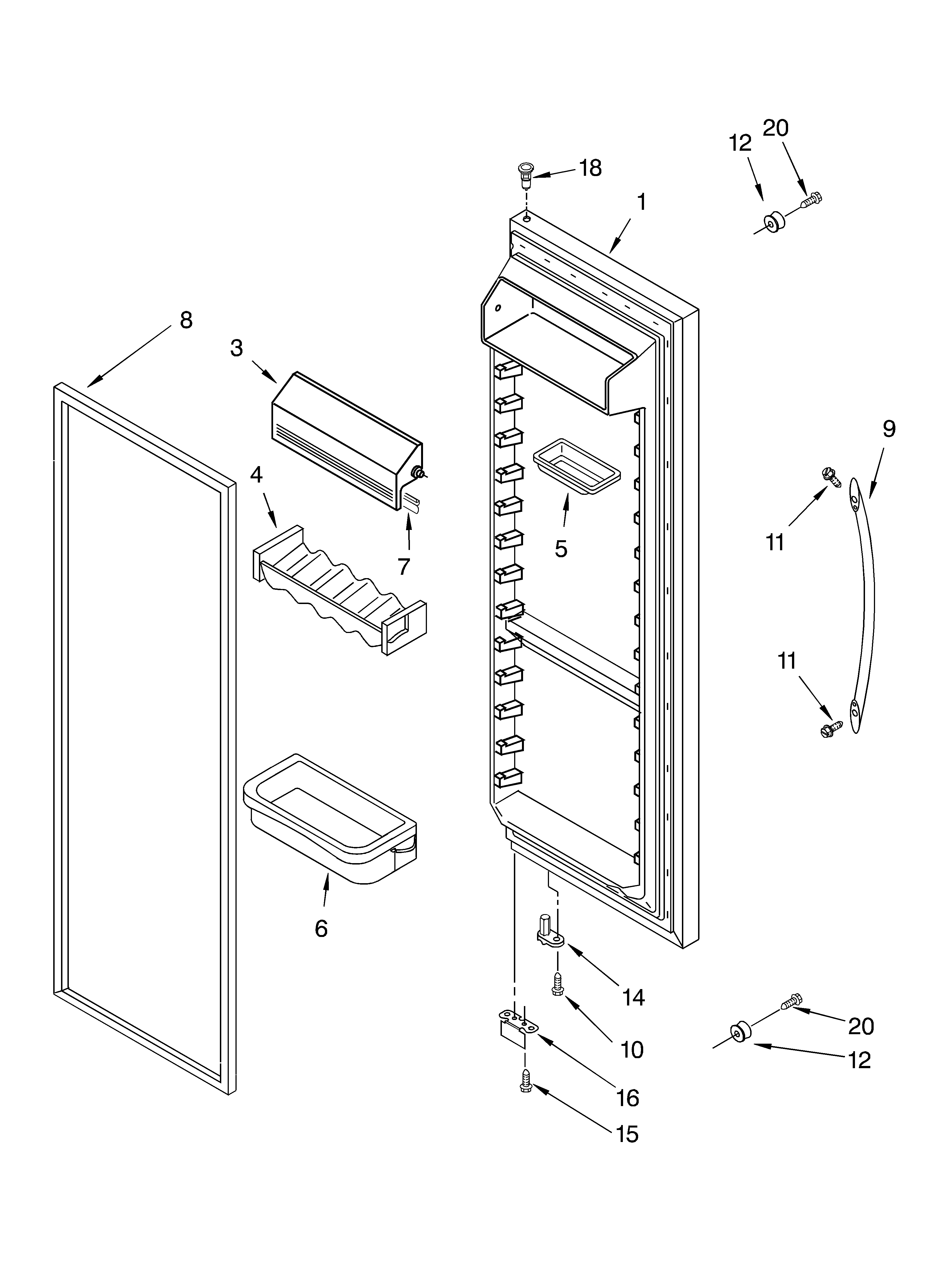 KitchenAid KSRG22FKSS02 refrigerator door diagram