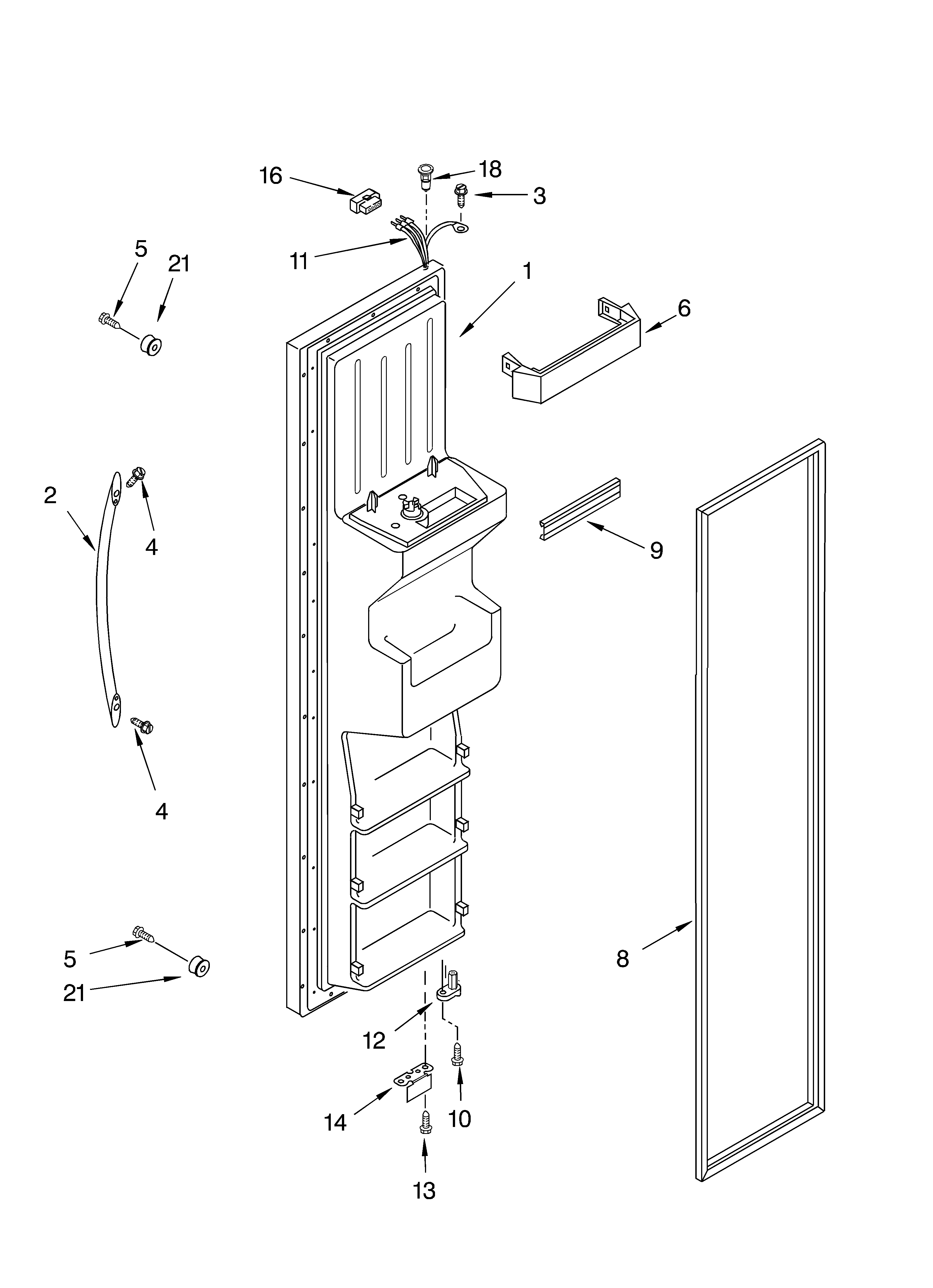 KitchenAid KSRG22FKSS02 freezer door diagram