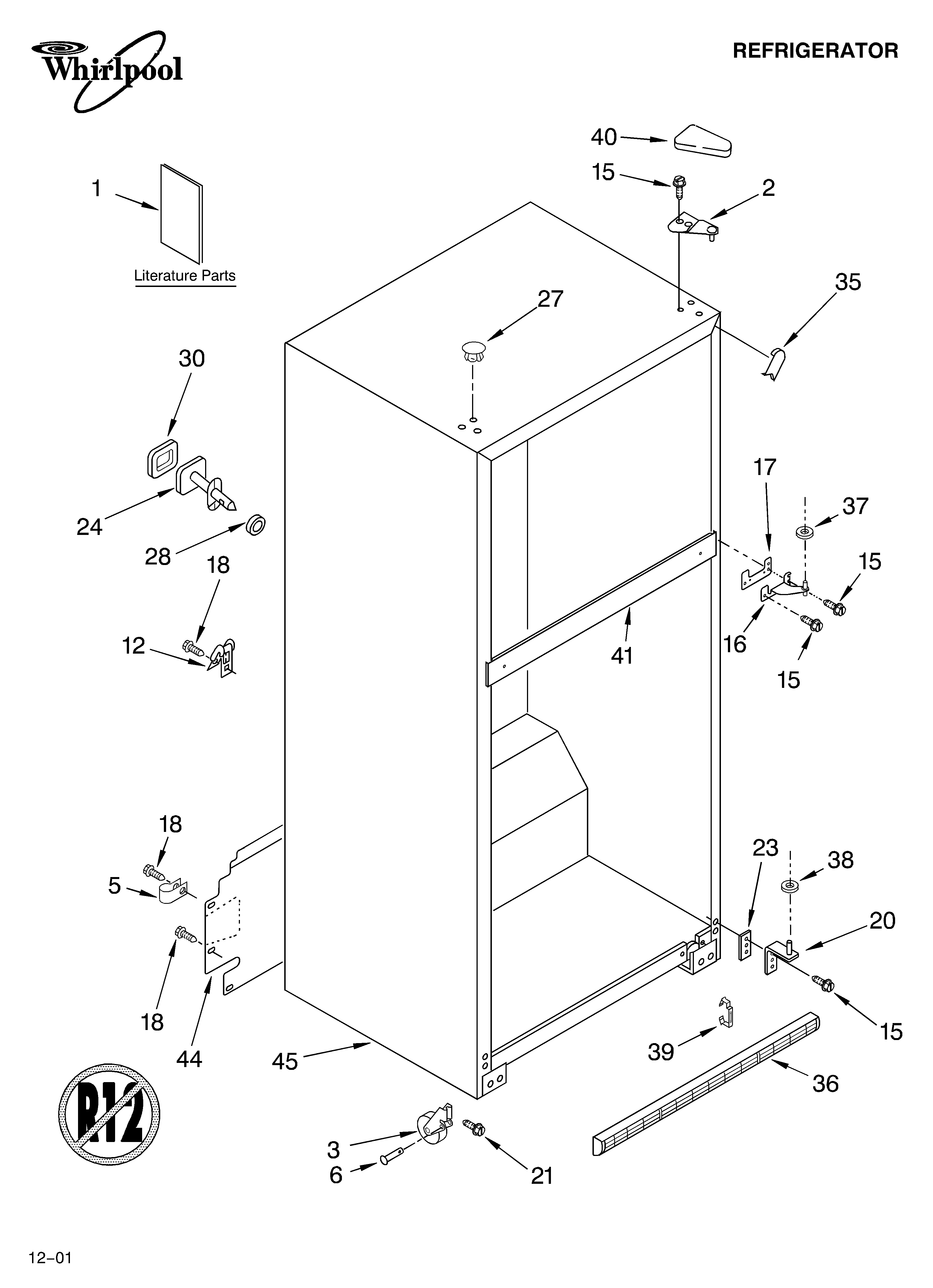 Whirlpool ET8FTEXKQ01 cabinet/literature diagram