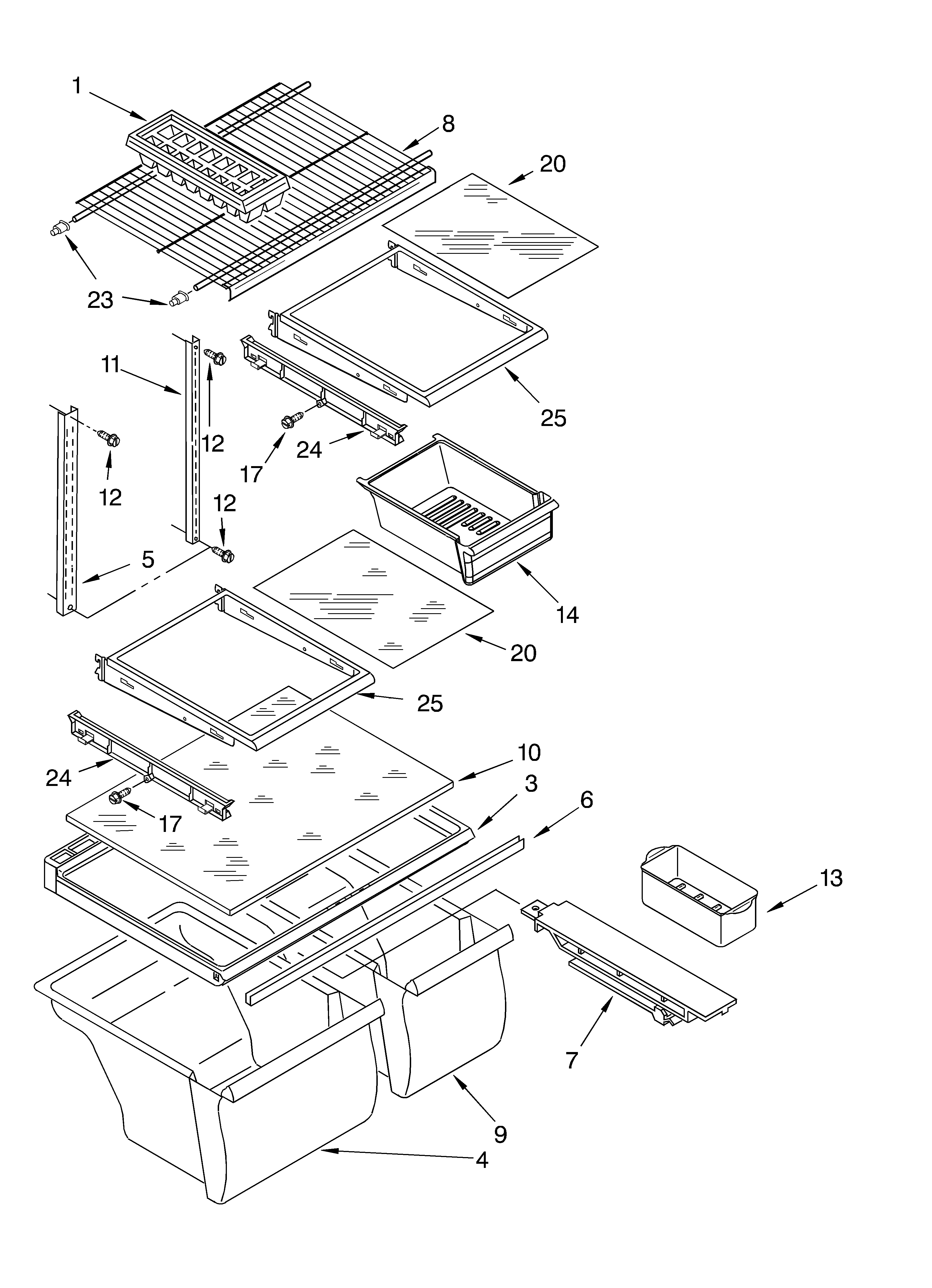 Whirlpool ET8FTEXKQ01 shelf/optional diagram