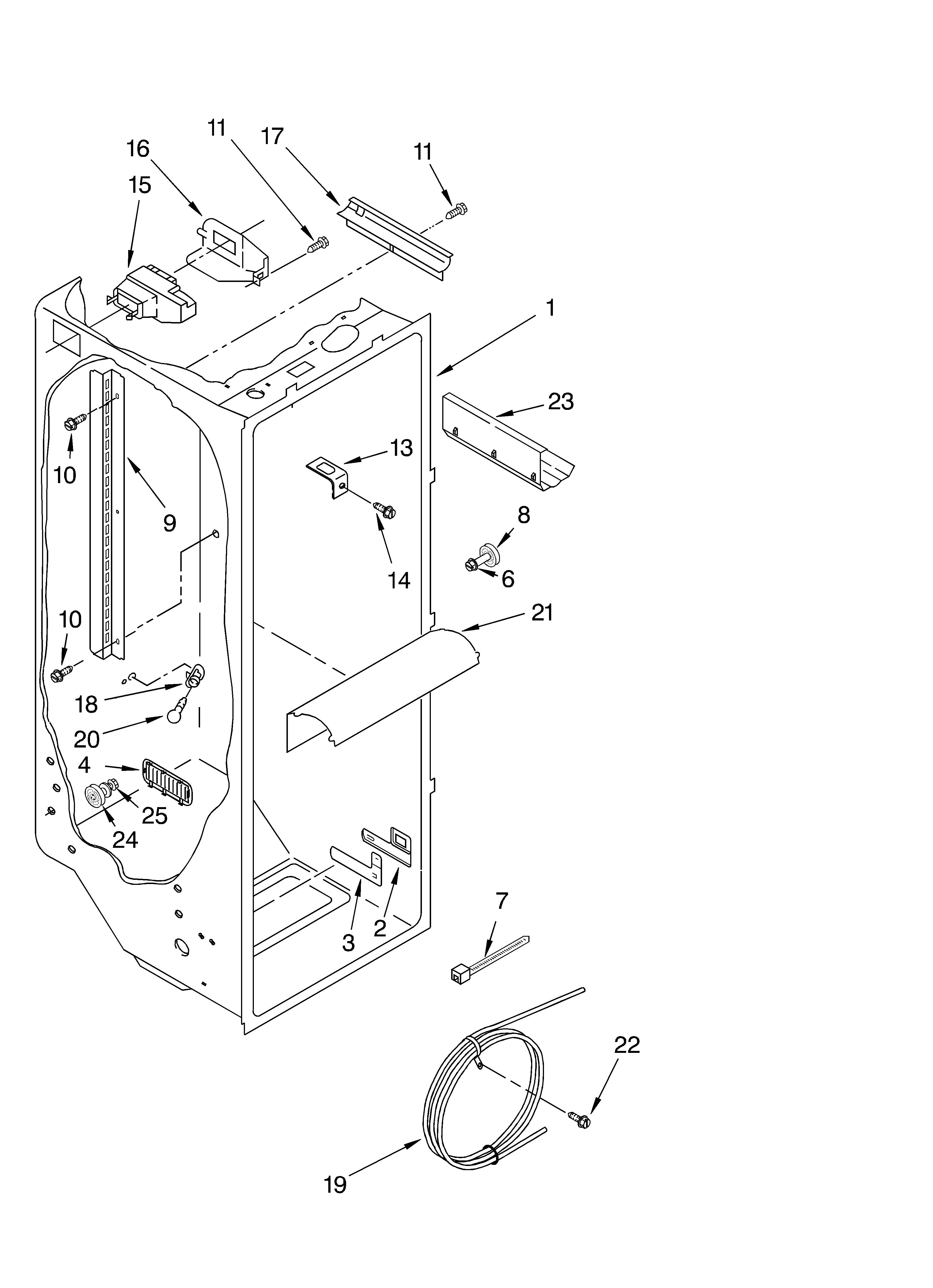 KitchenAid KSRG27FKBL02 refrigerator liner diagram