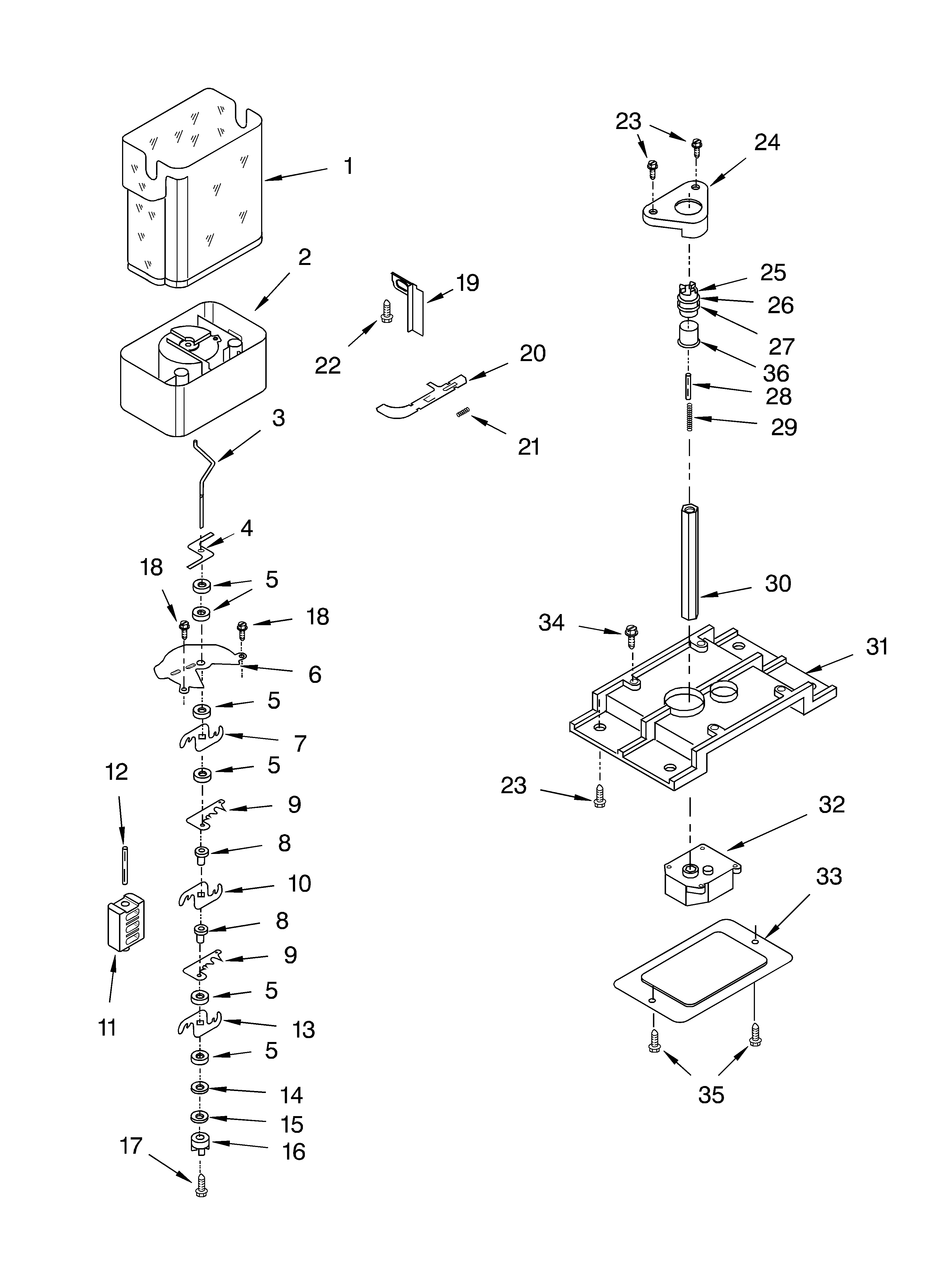 Whirlpool GD5SHAXKT02 motor and ice container diagram