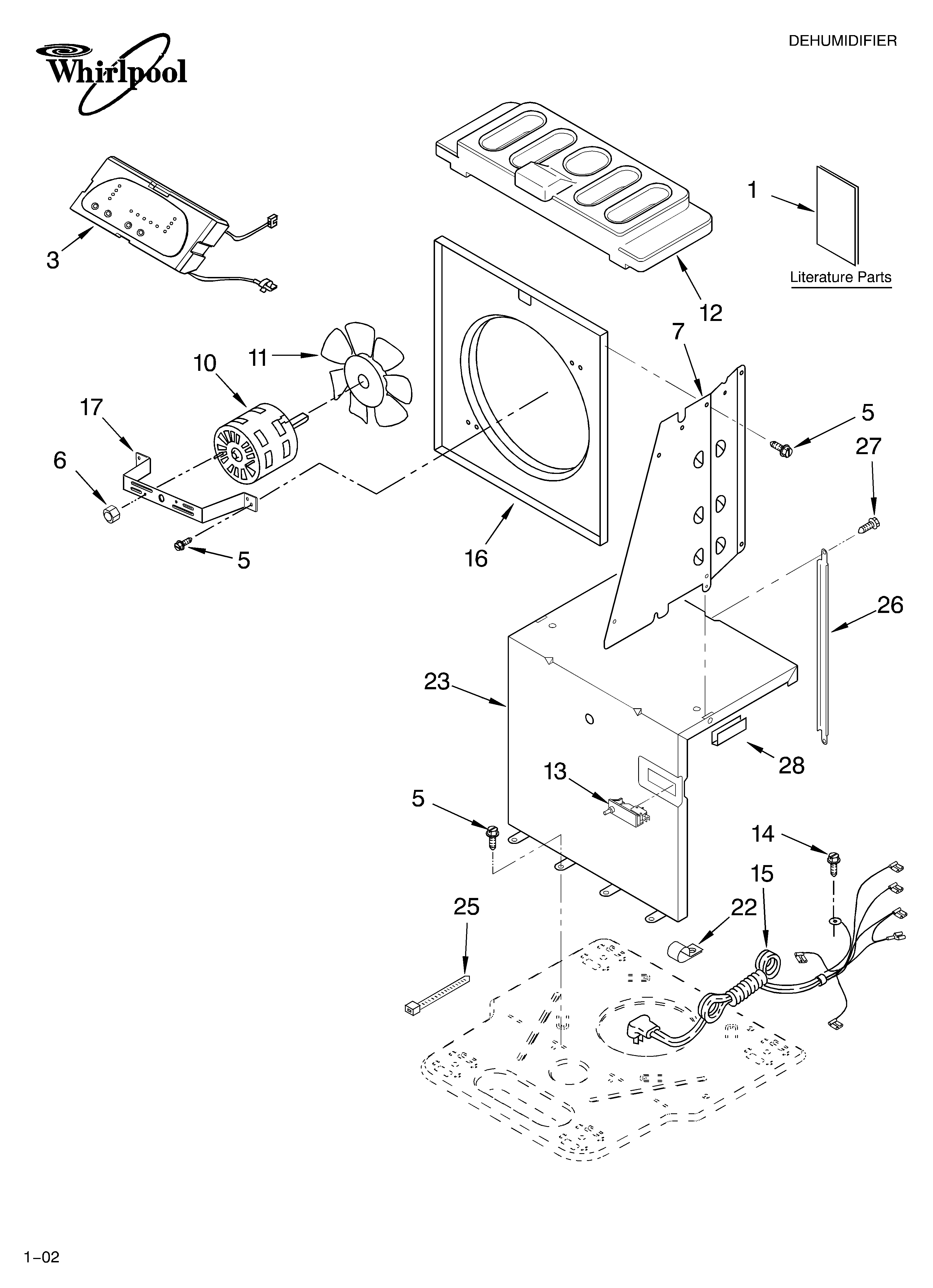 Whirlpool AD50USL1 airflow and control/literature diagram