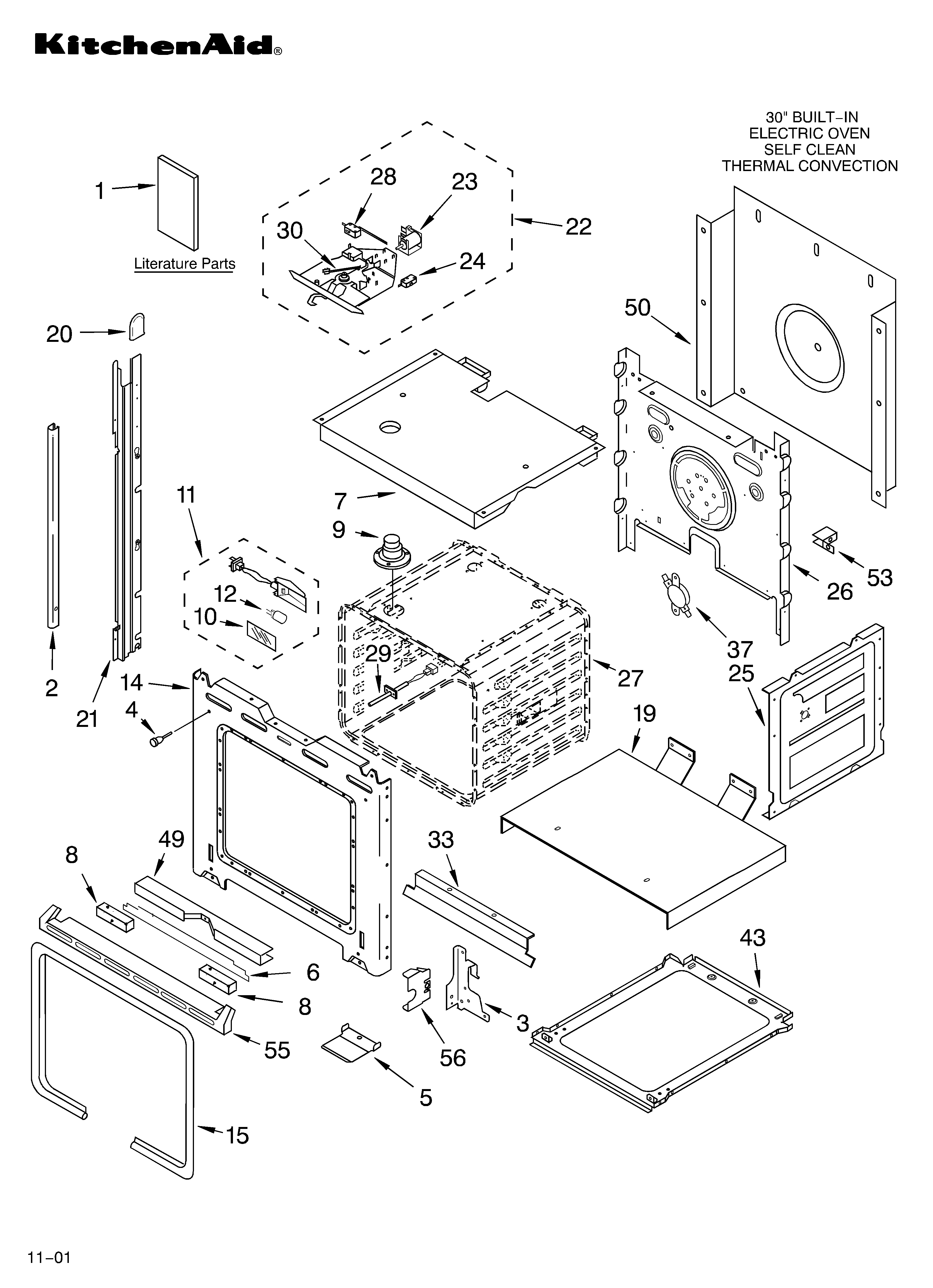 KitchenAid KEBC107KWH0 oven/literature diagram