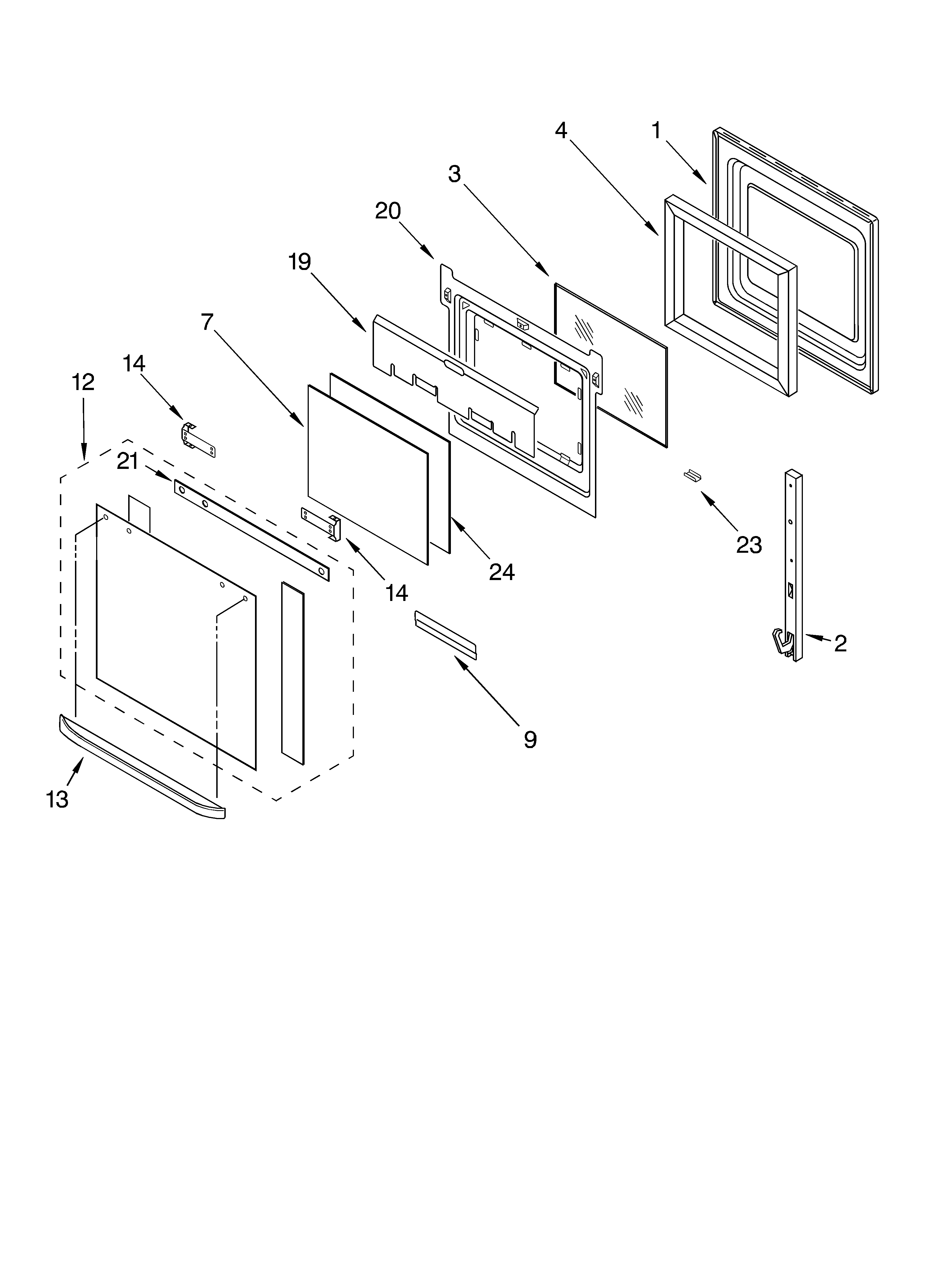 KitchenAid KEBC107KWH0 oven door diagram