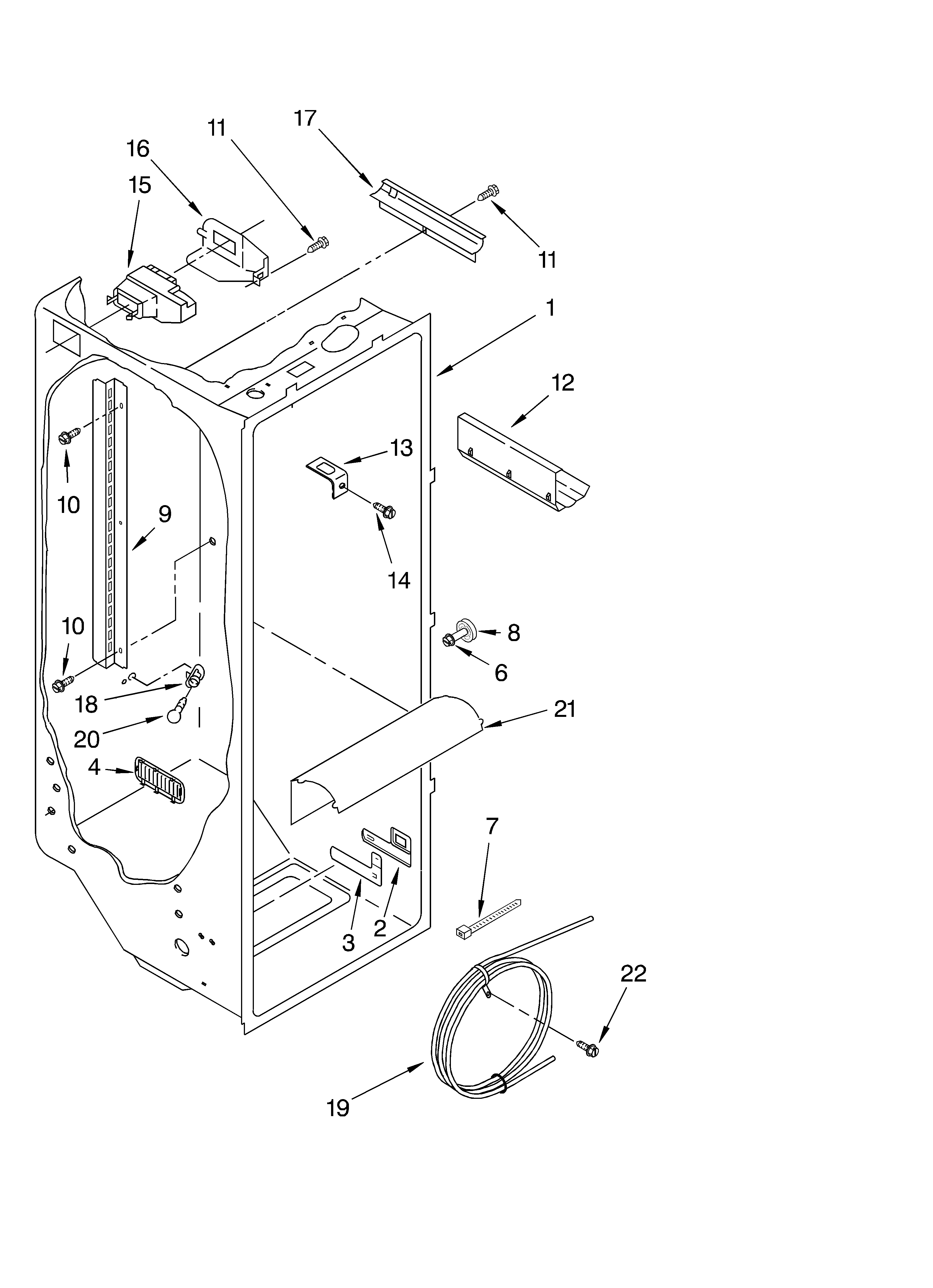 Whirlpool GD2LHGXLQ00 refrigerator liner diagram