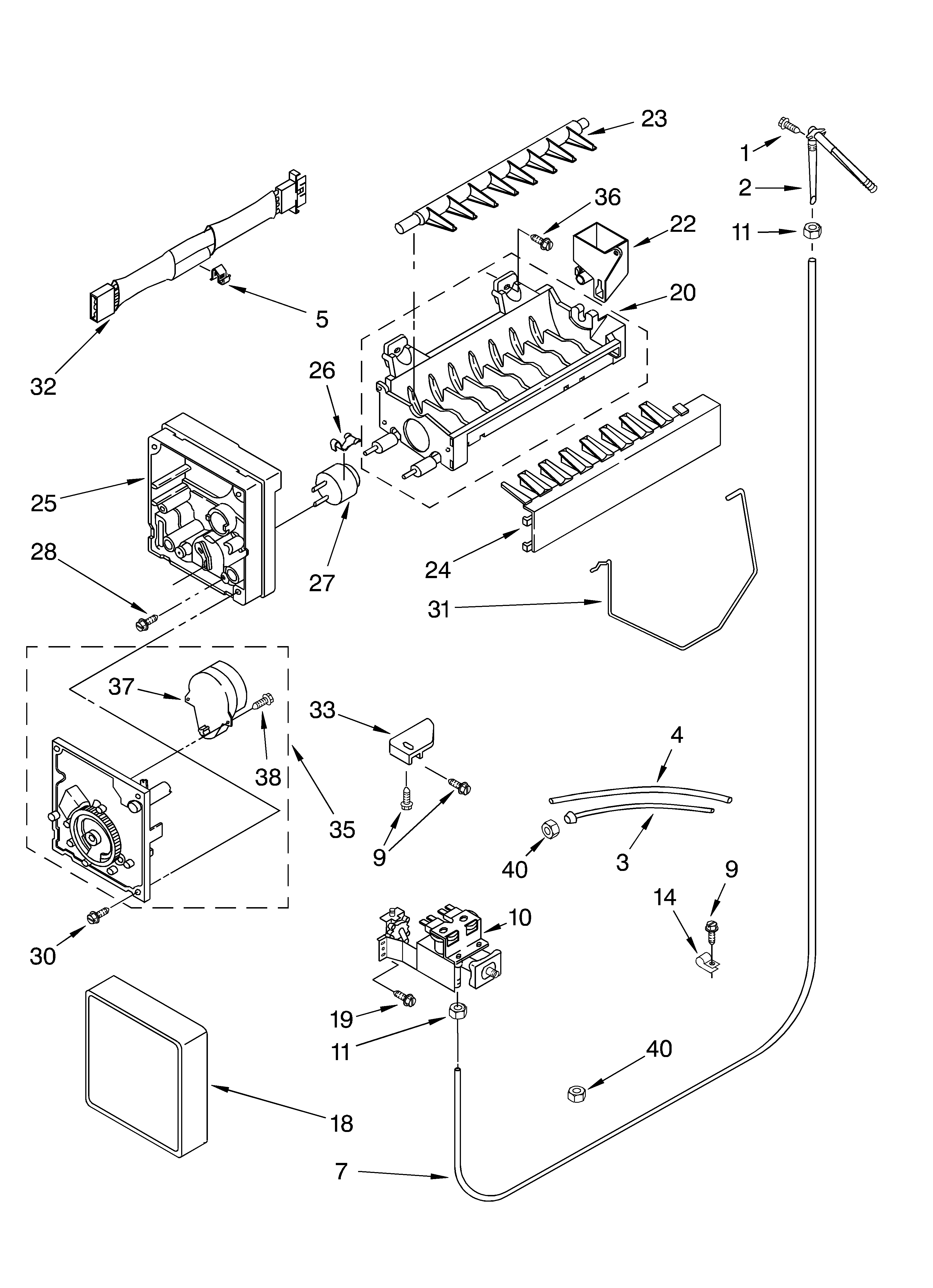 KitchenAid KSRS25CKBT02 ice maker/optional diagram