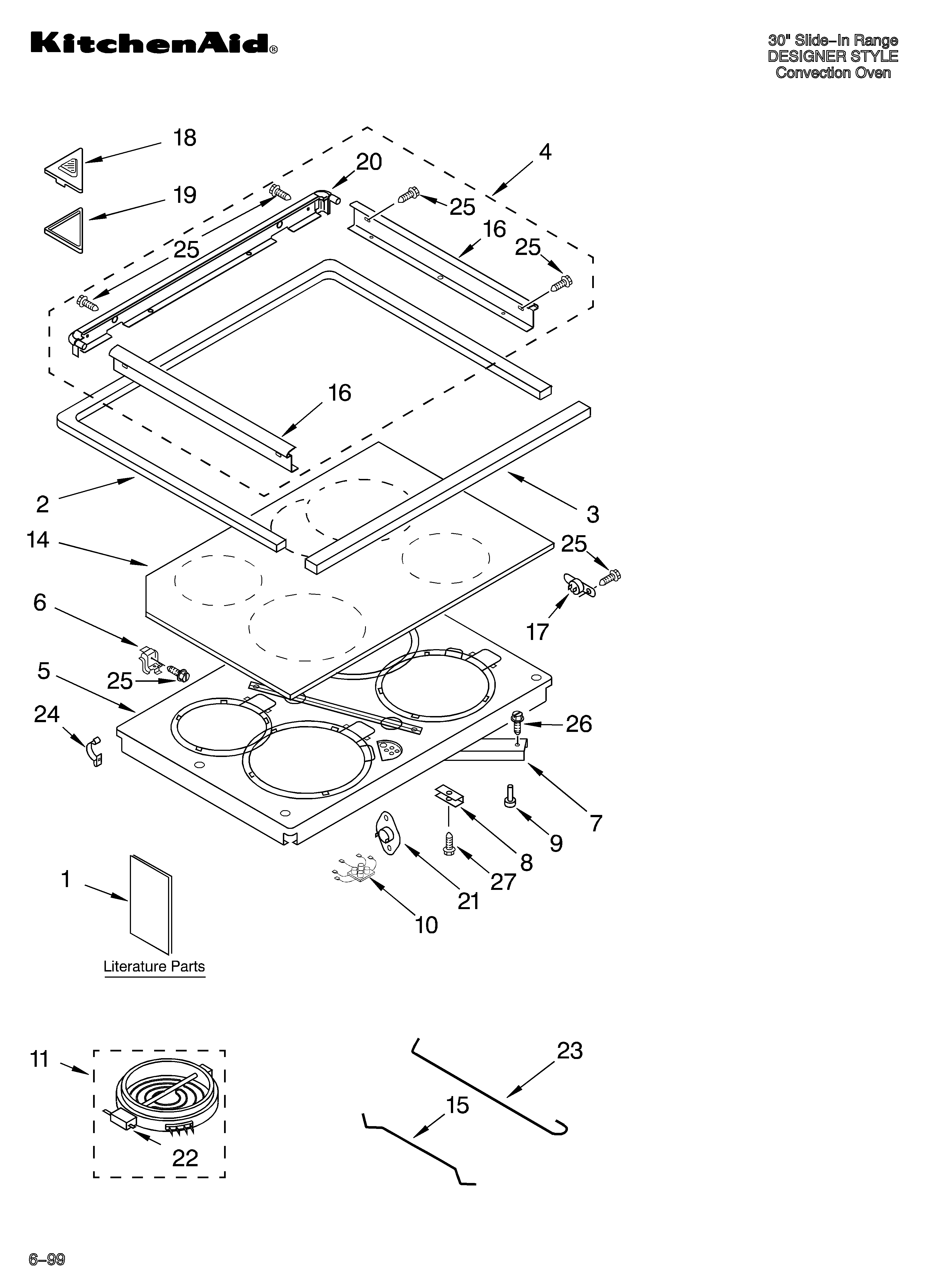 KitchenAid KESH307HBL0 cooktop/literature diagram