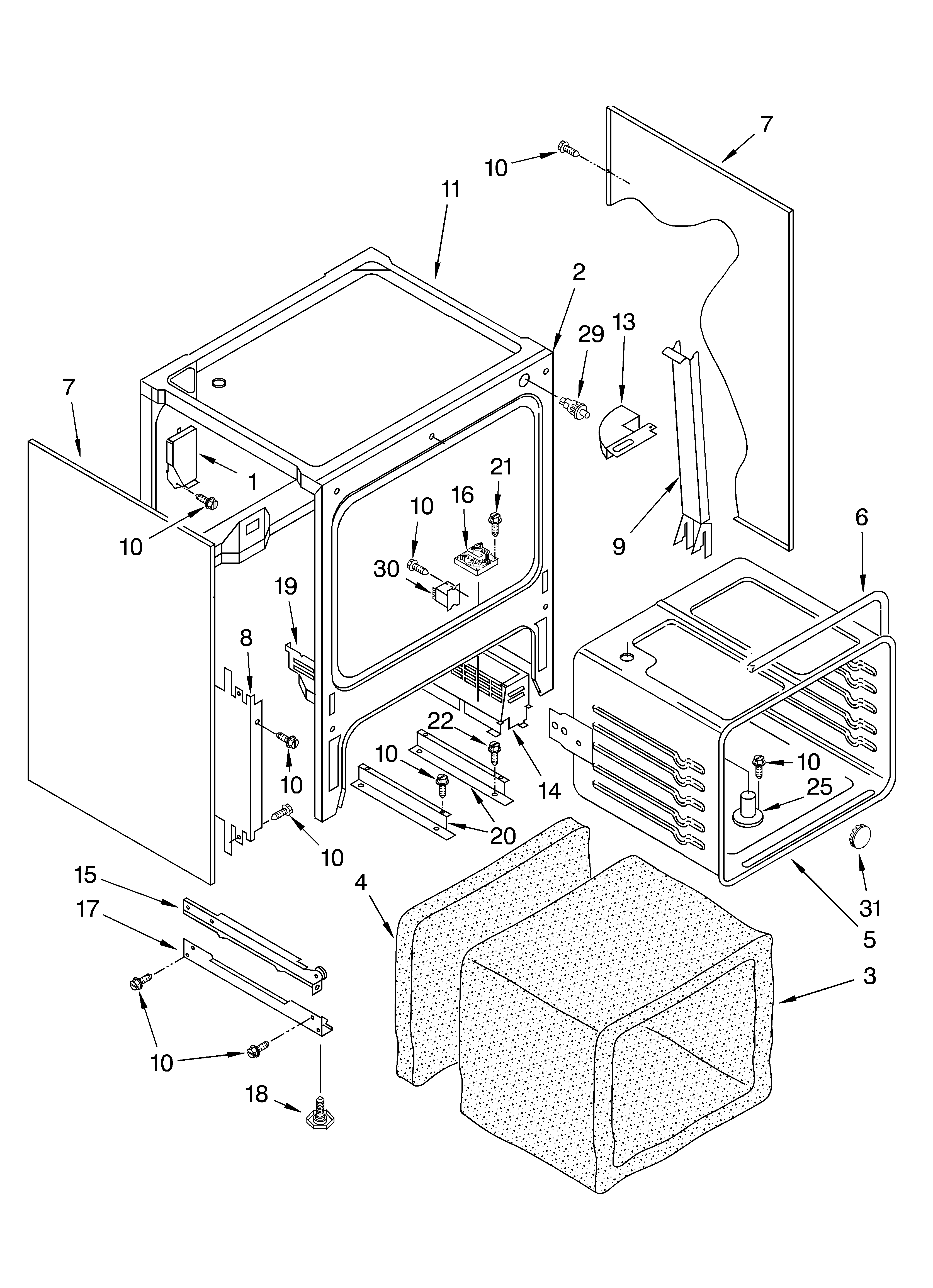 KitchenAid KESH307HBL0 oven chassis diagram
