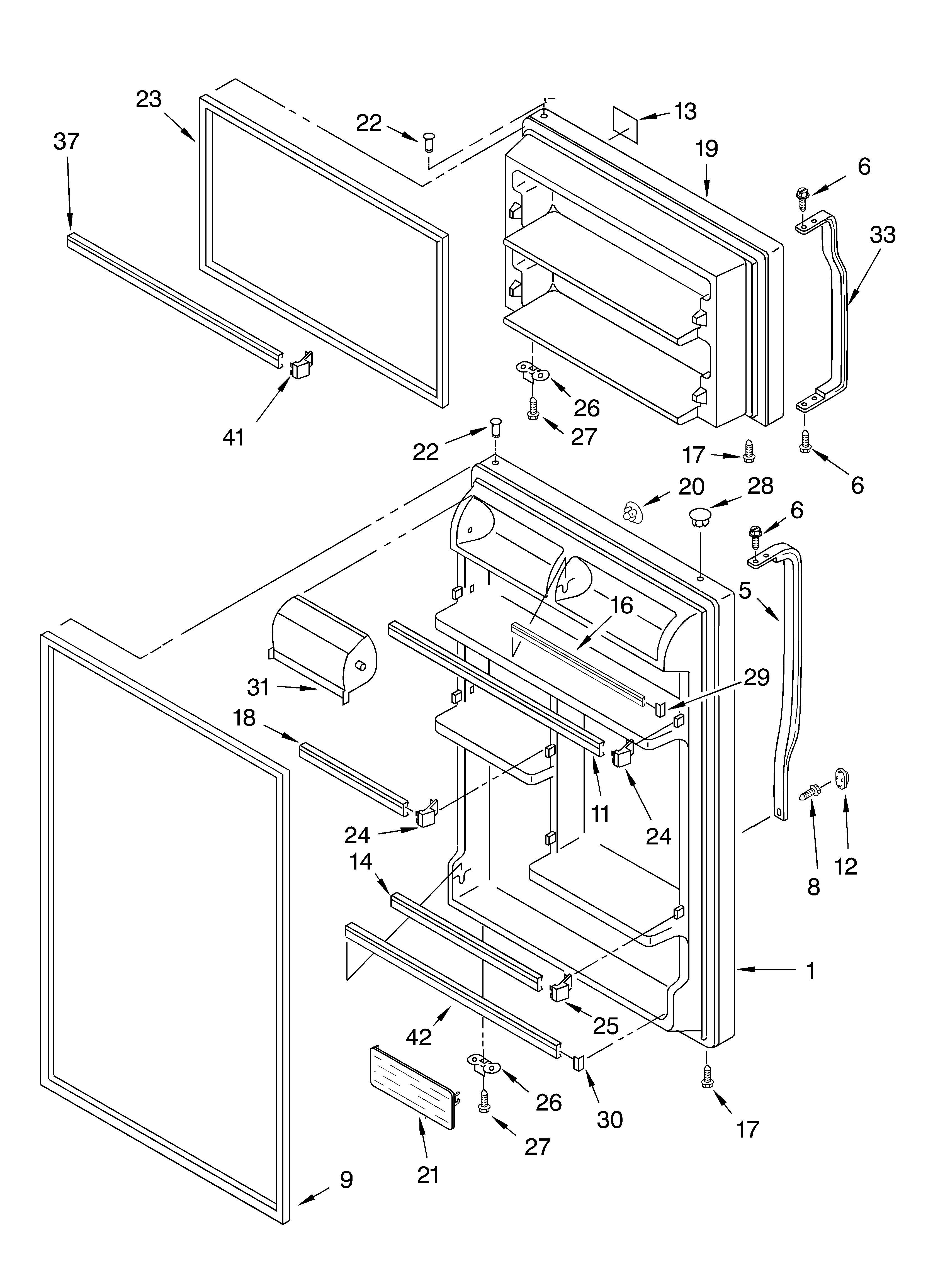 Whirlpool ET1MTEXLQ00 door diagram