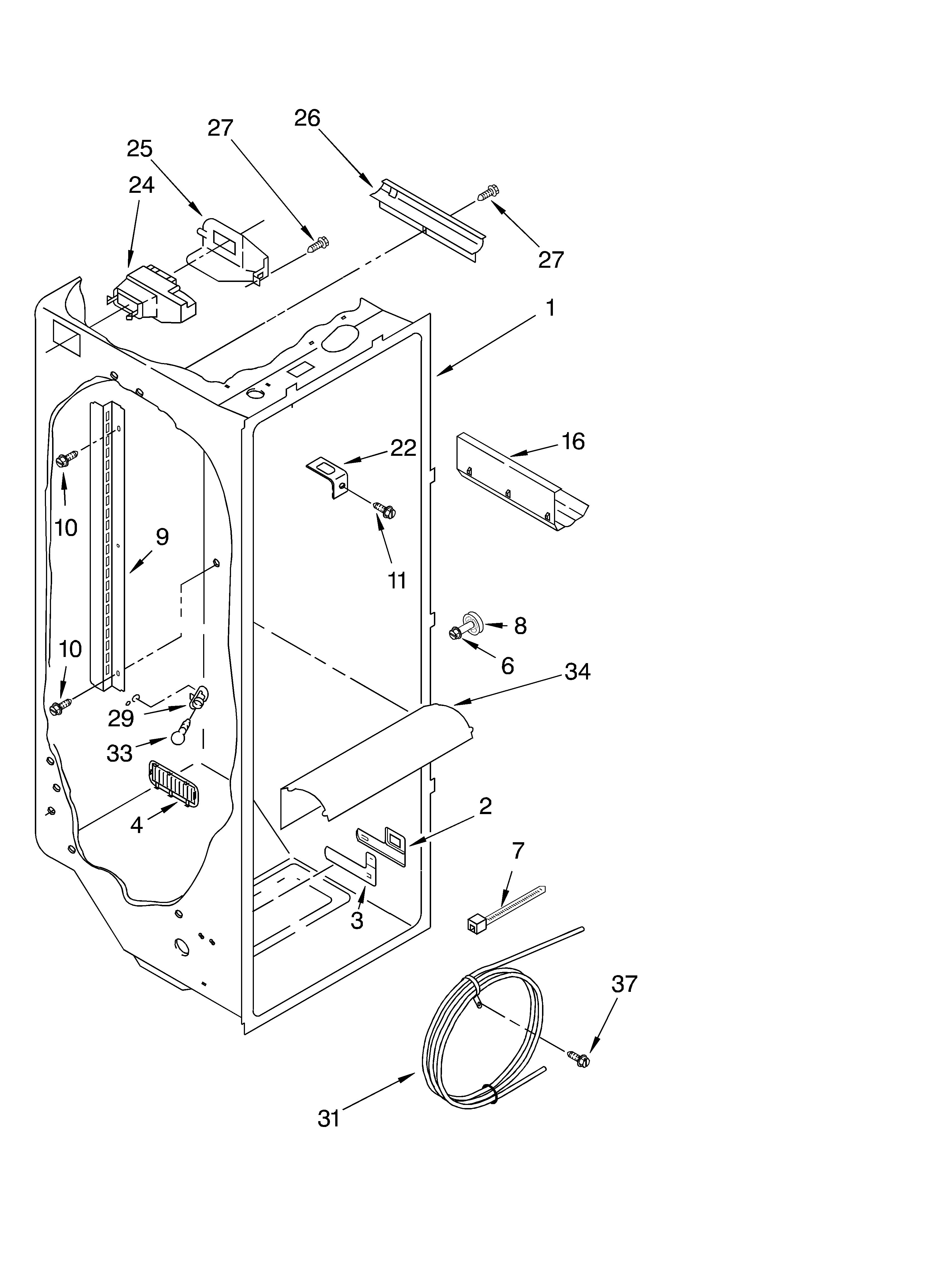 Whirlpool GD5LHGXLT01 refrigerator liner diagram