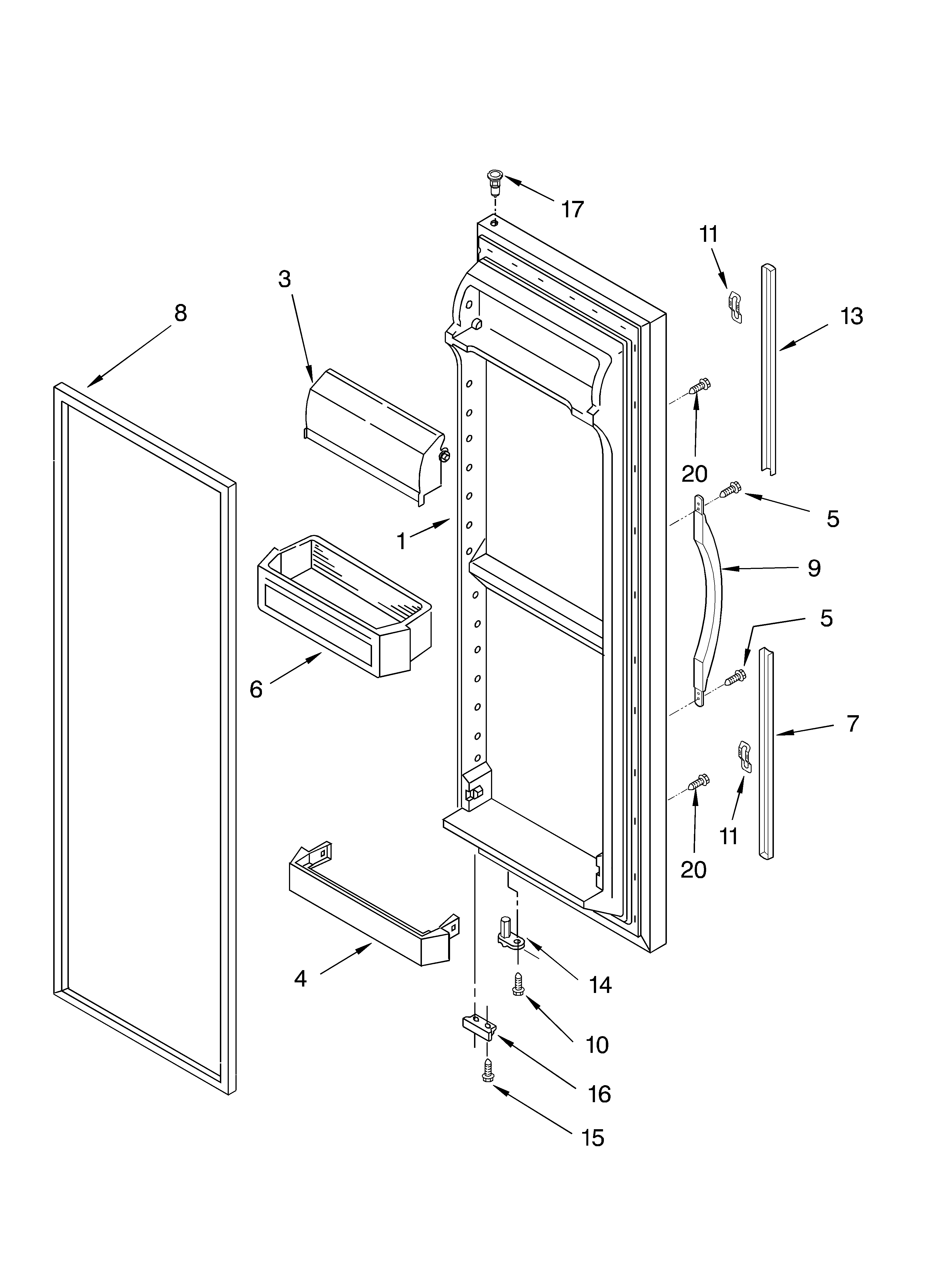 Whirlpool GD5LHGXLT01 refrigerator door diagram