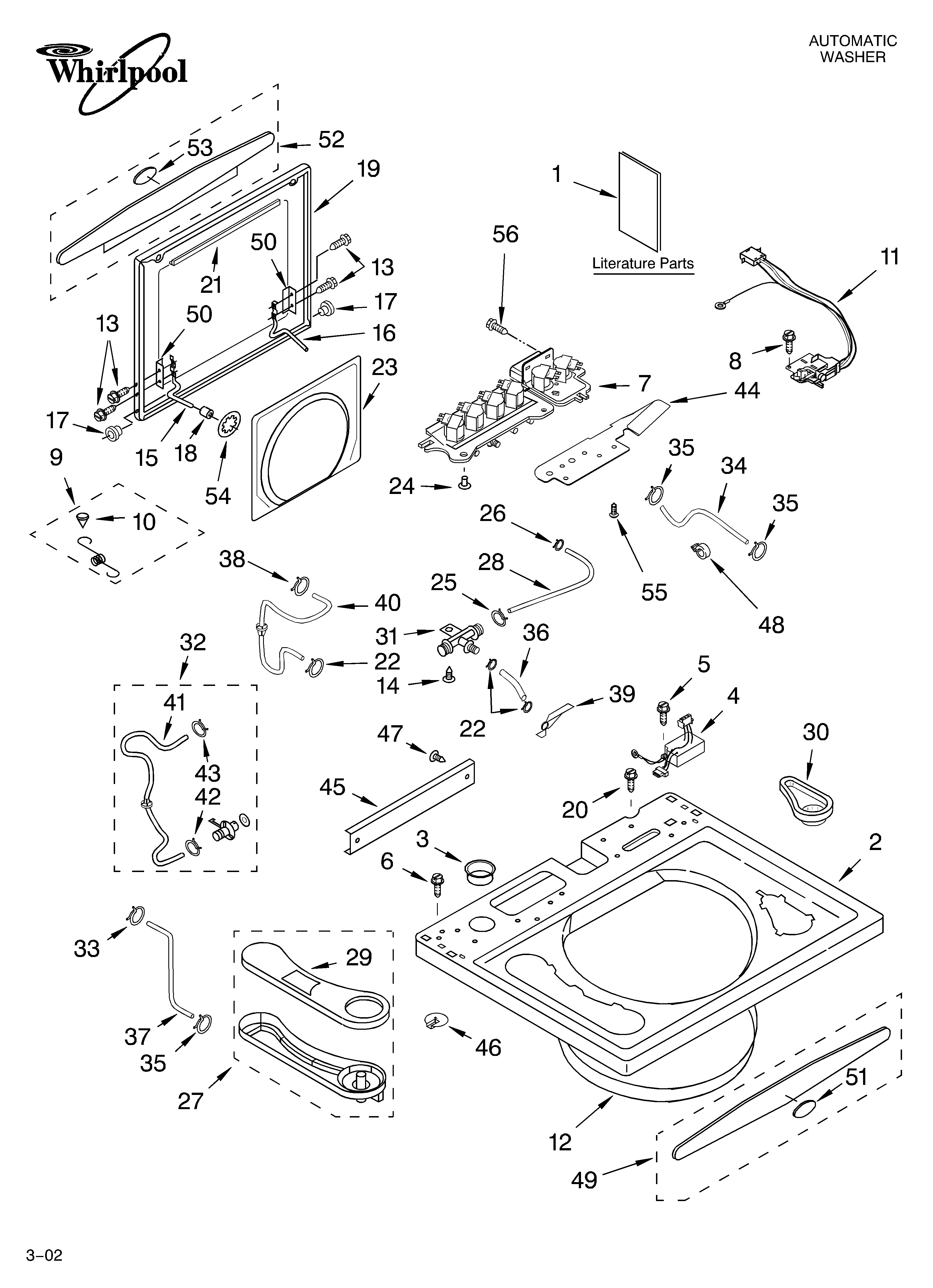 Whirlpool GVW9959KT2 top and lid/literature diagram