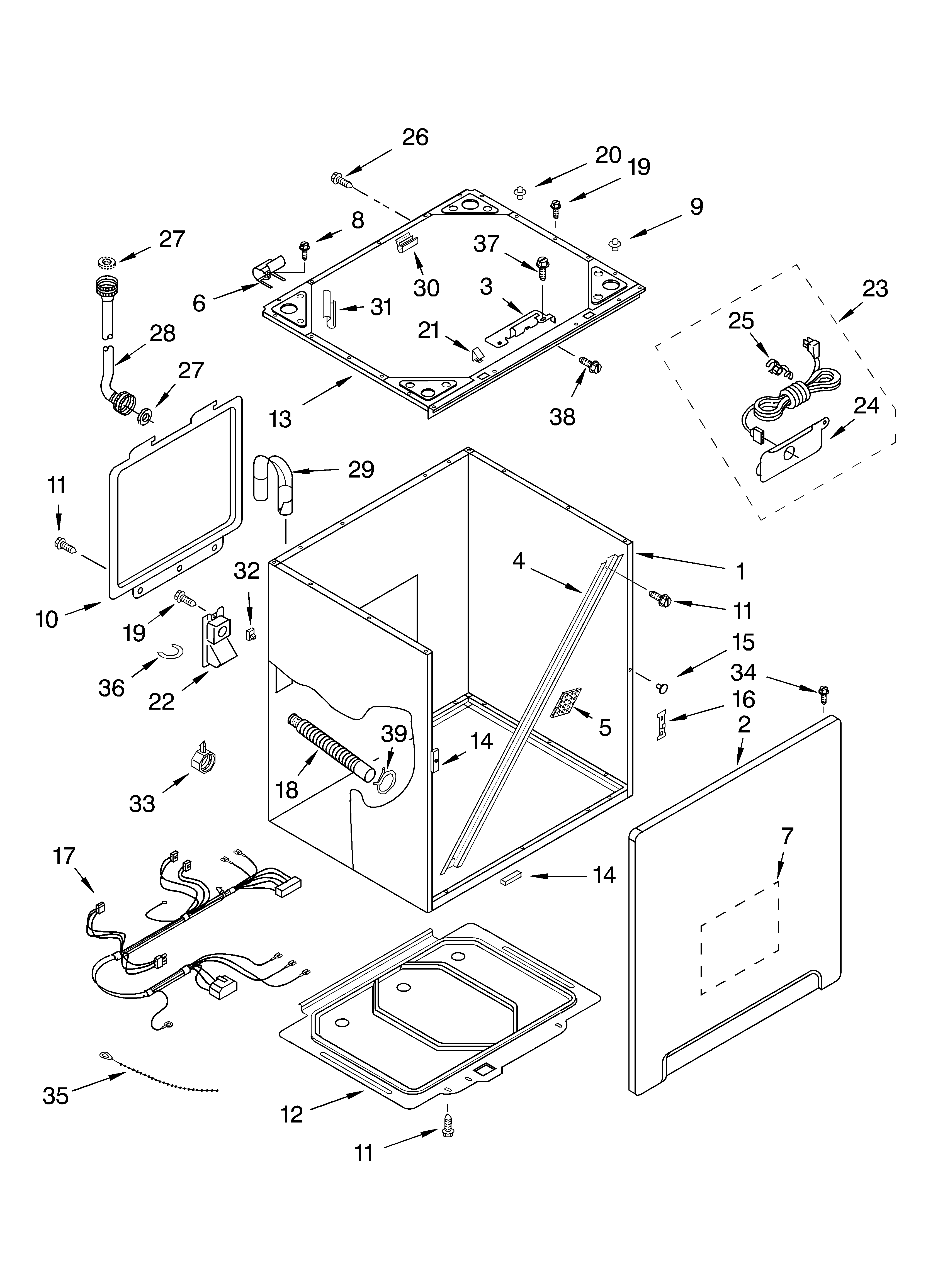 Whirlpool GVW9959KT2 cabinet and frame diagram