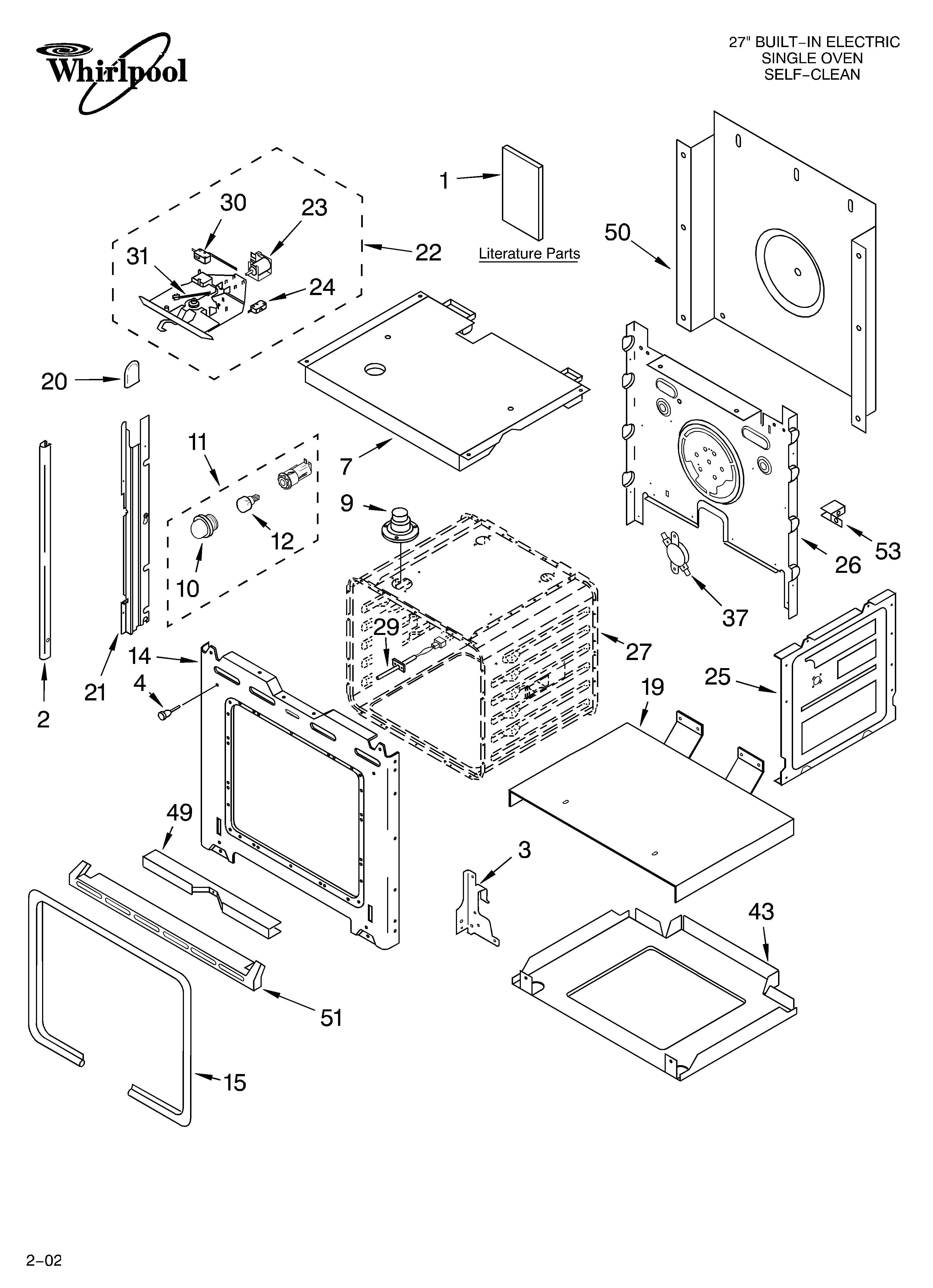 Whirlpool RBS275PDT13 oven/literature diagram