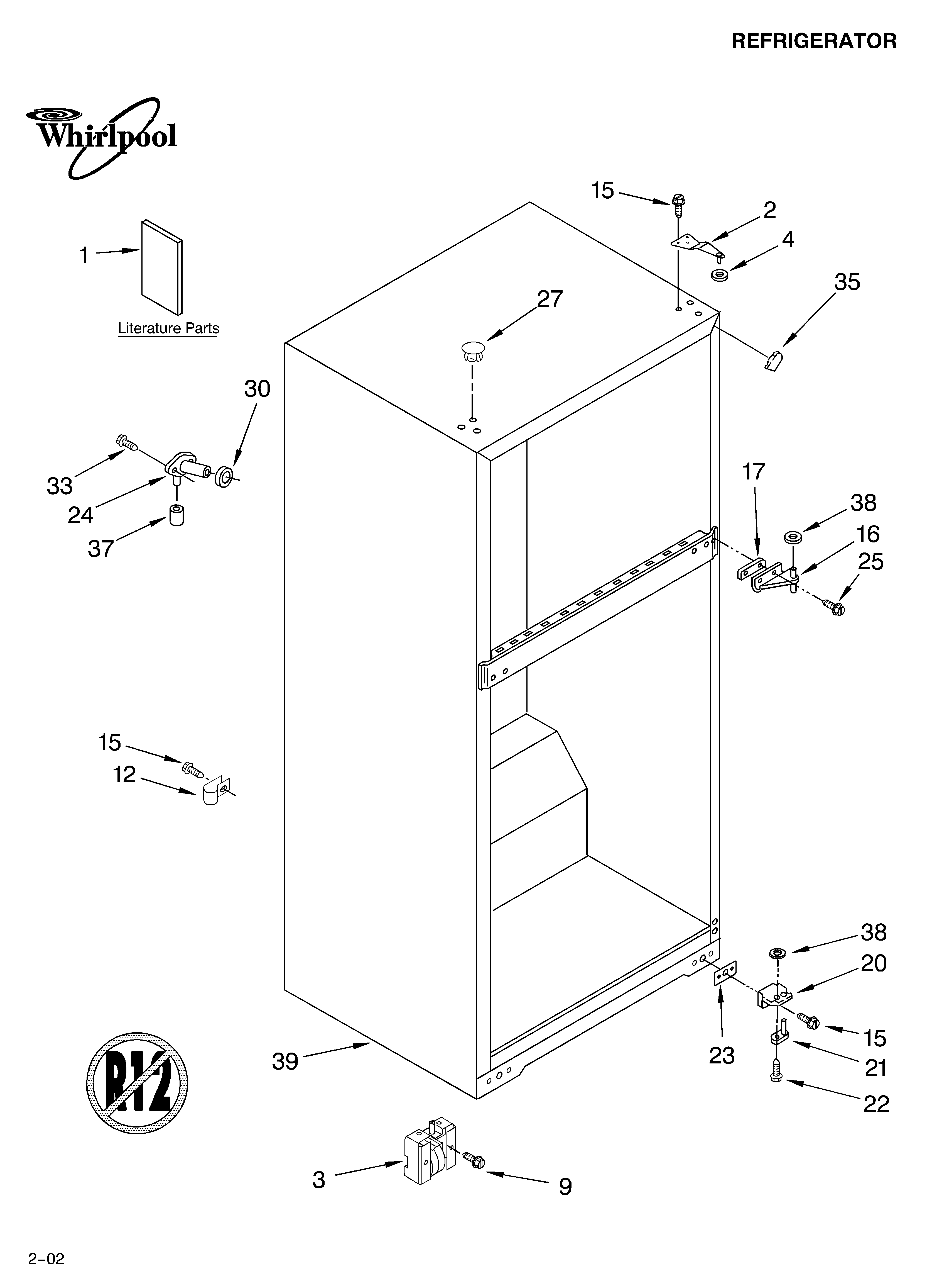 Whirlpool ET4CSKYKZ00 cabinet/literature diagram