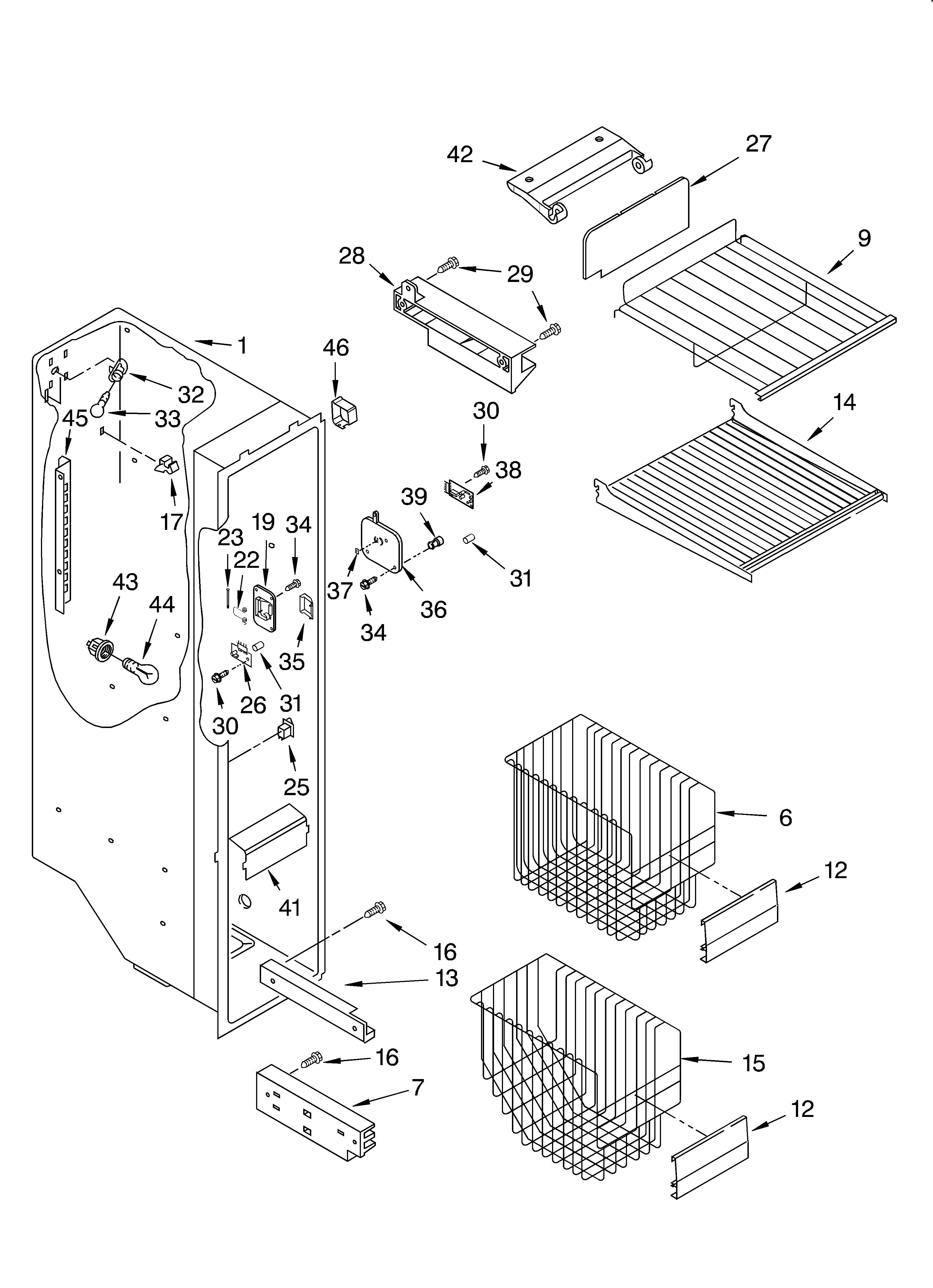 Whirlpool GS2SHAXKB01 freezer liner diagram