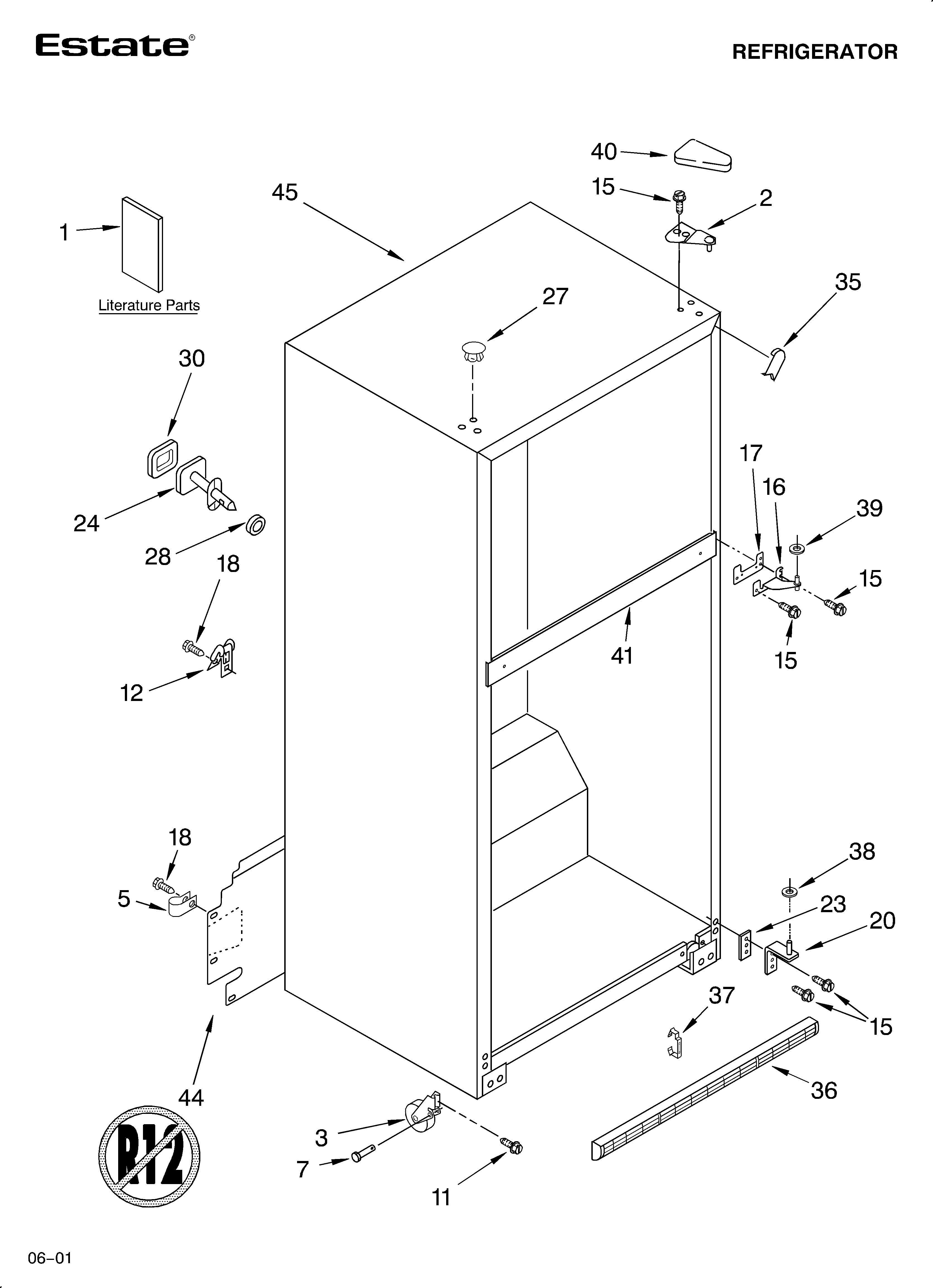 Estate TT18AKXKT00 cabinet/literature diagram