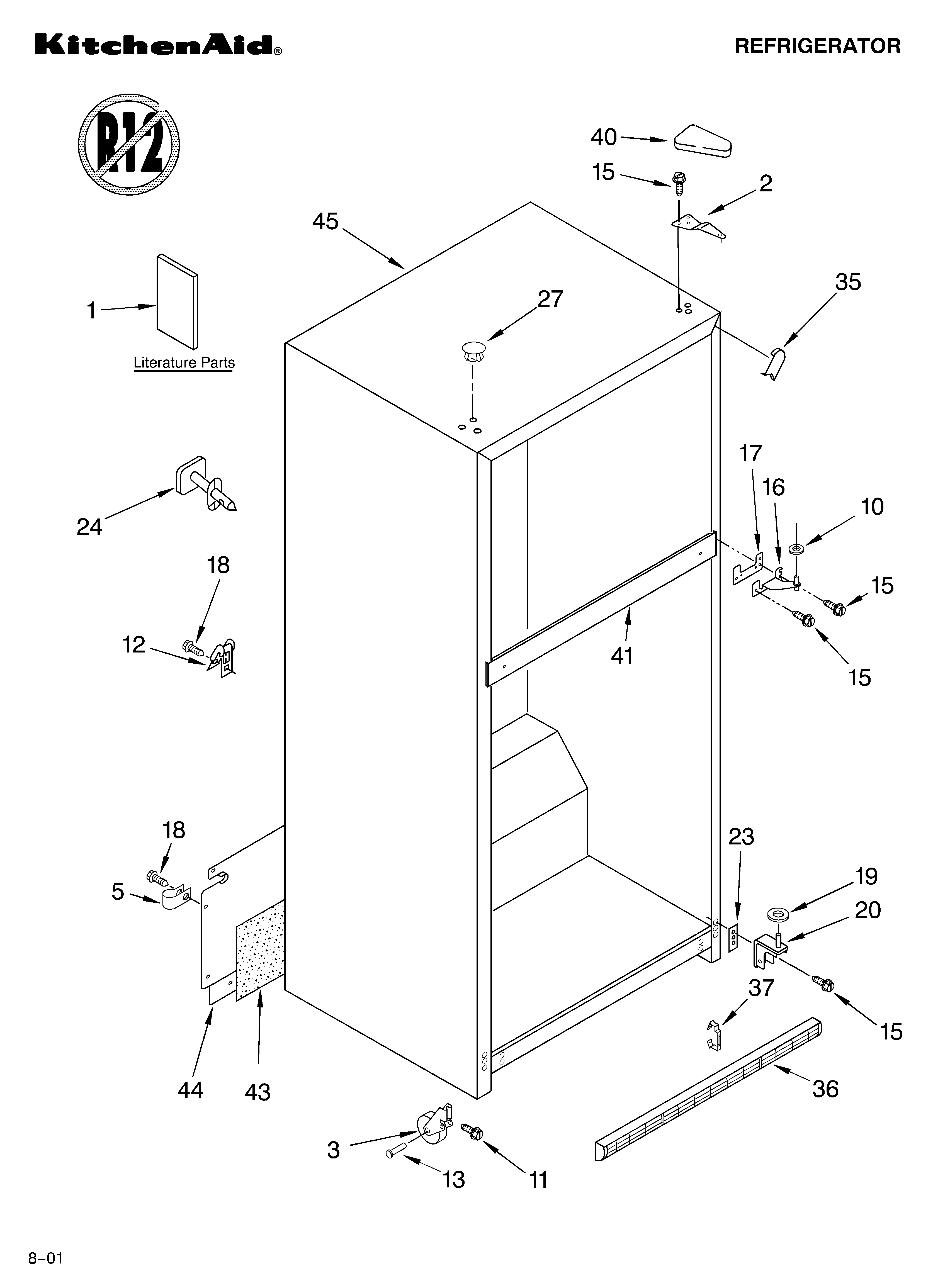 KitchenAid KTRC22EKSS00 cabinet/literature diagram