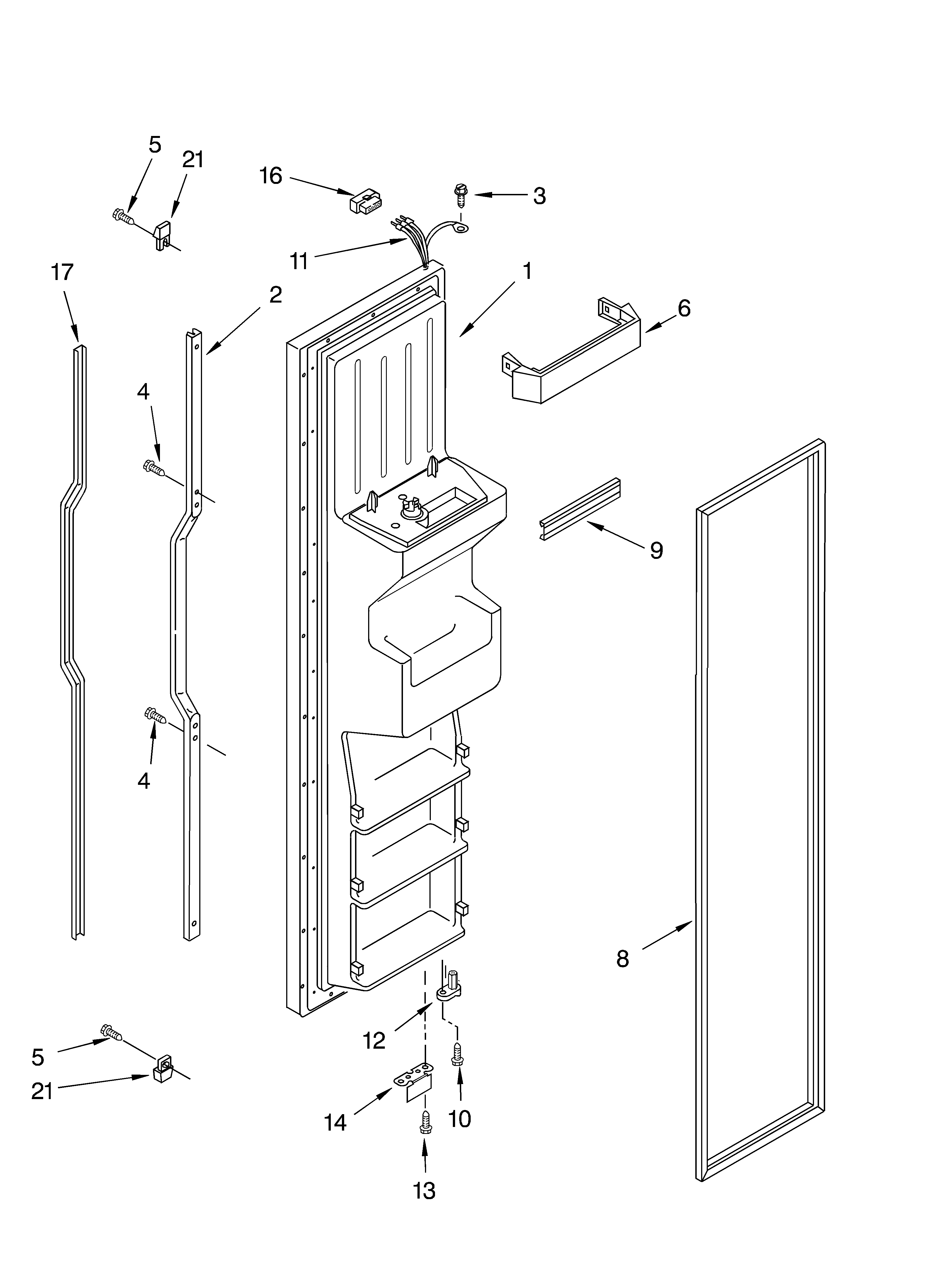 KitchenAid KSRG22FKBT01 freezer door diagram