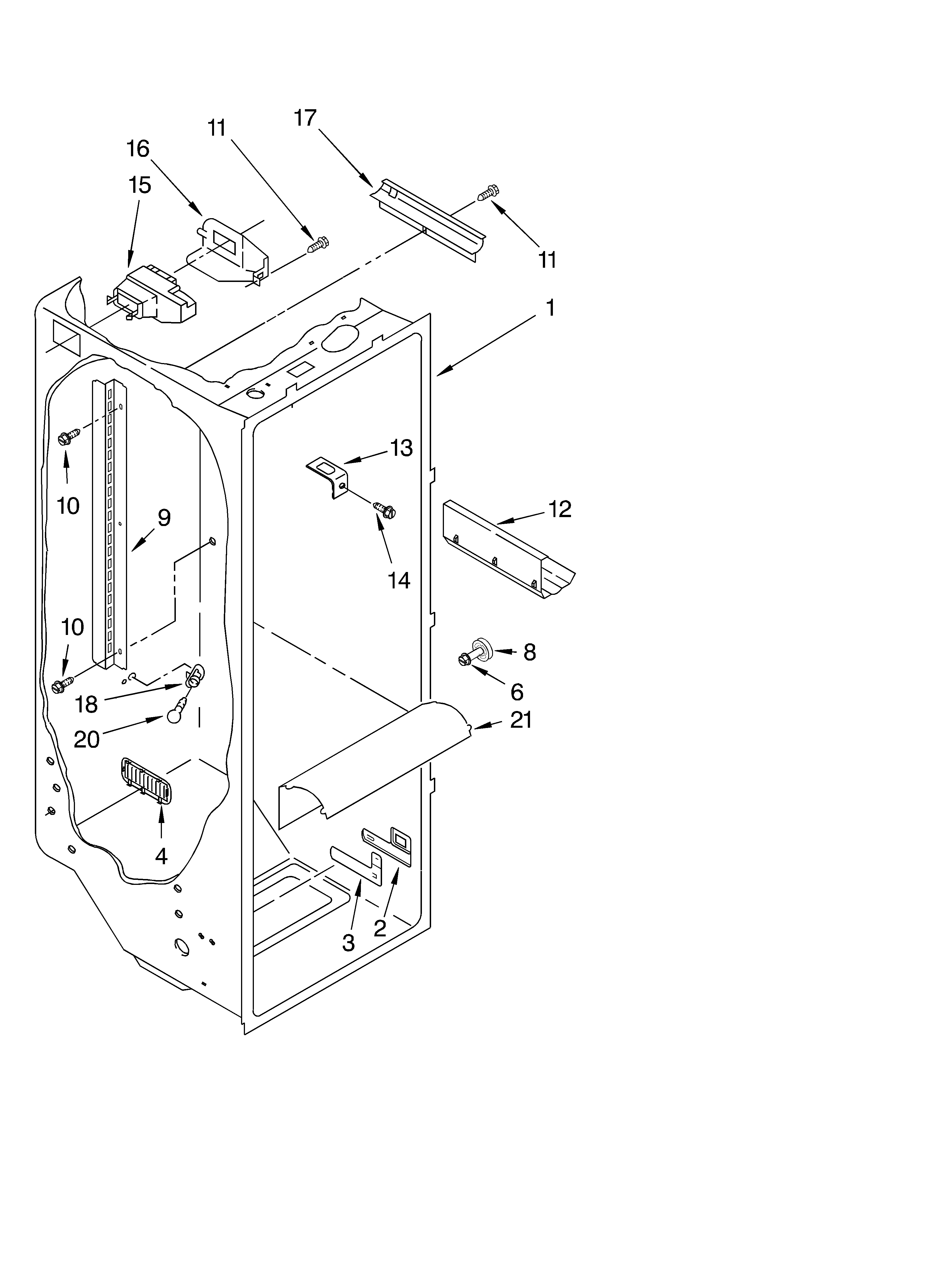 Whirlpool GD2SHKXKQ00 refrigerator liner diagram