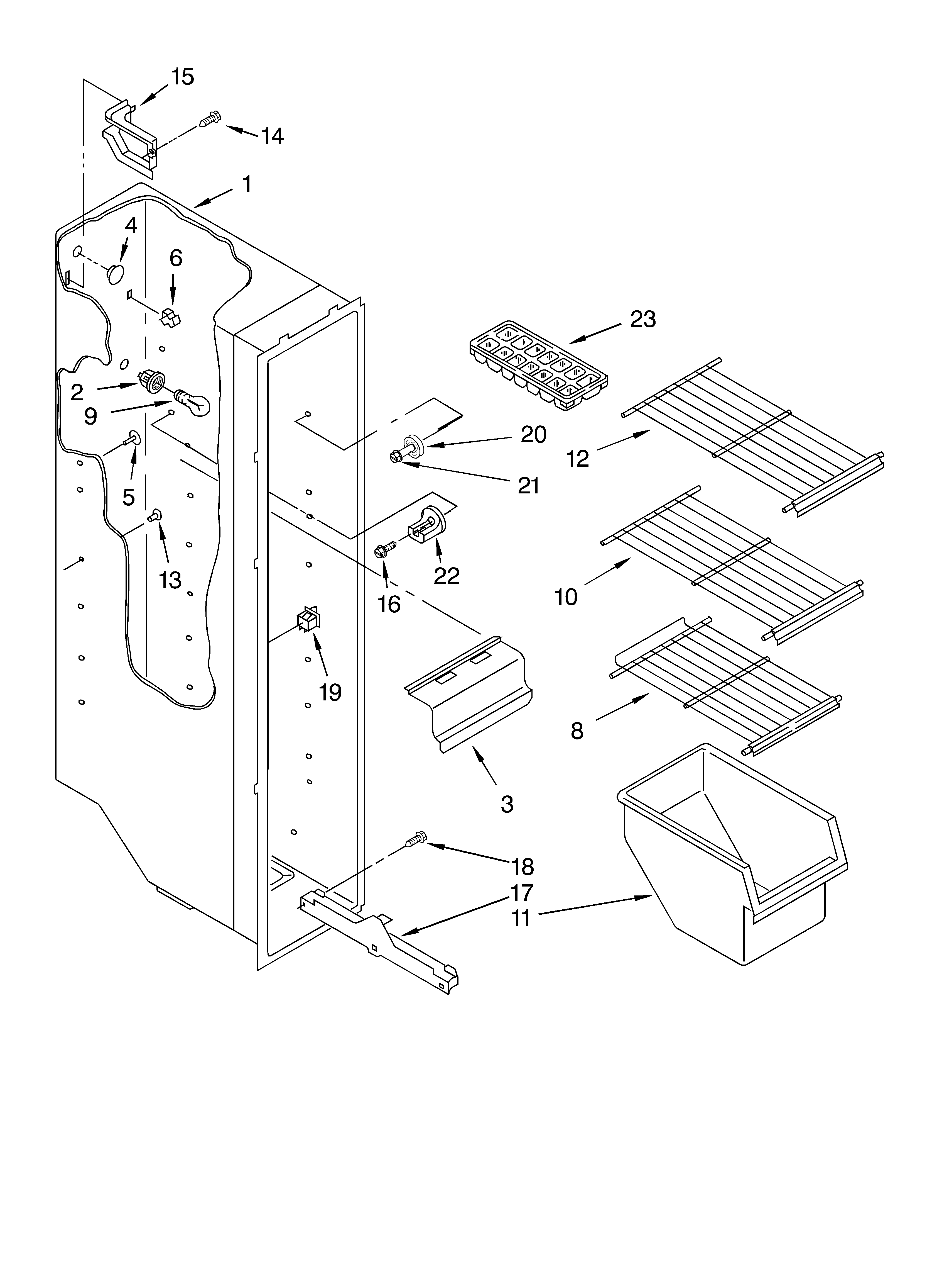 Whirlpool GD2SHKXKQ00 freezer liner diagram
