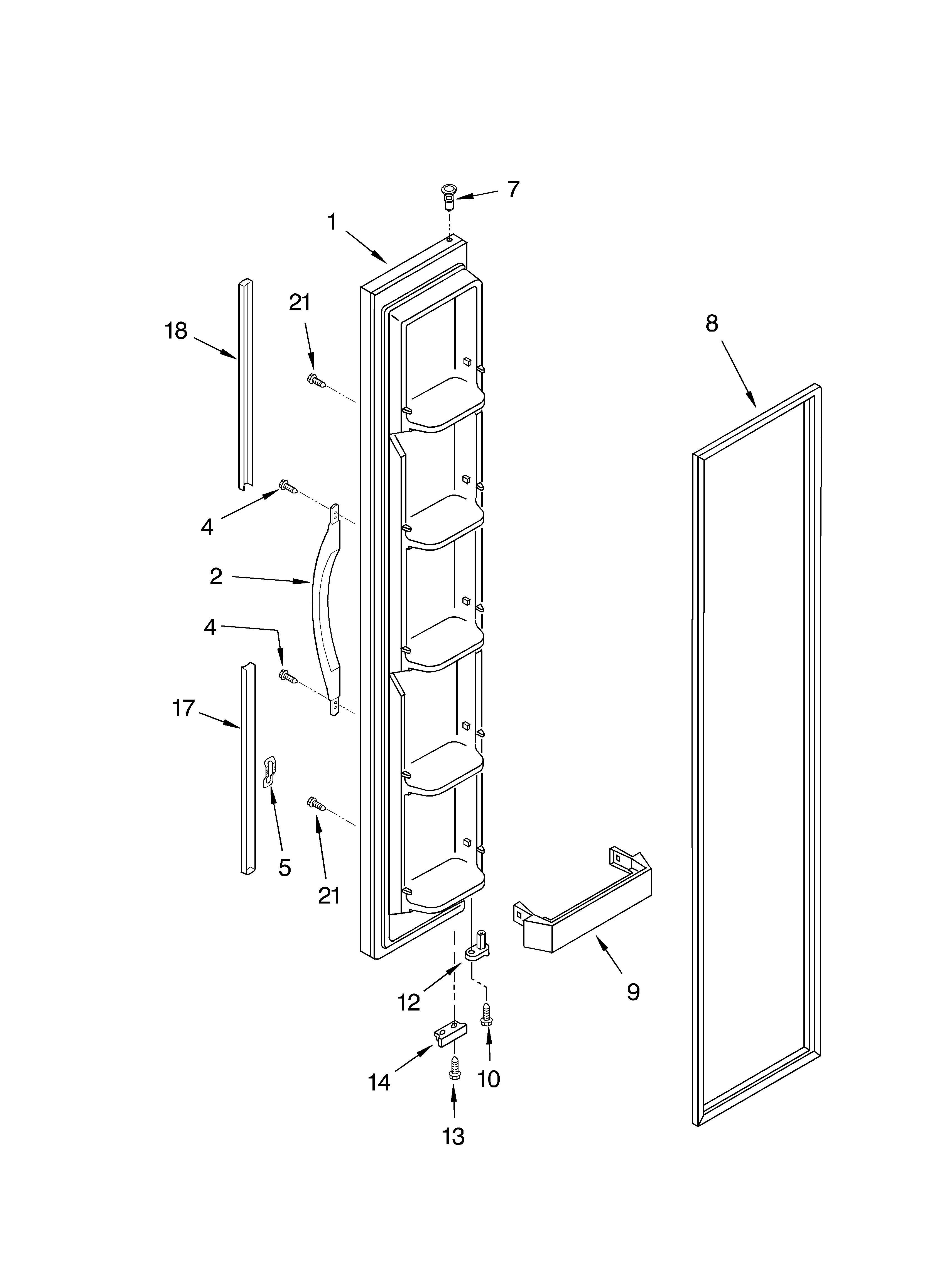 Whirlpool GD2SHKXKQ00 freezer door diagram