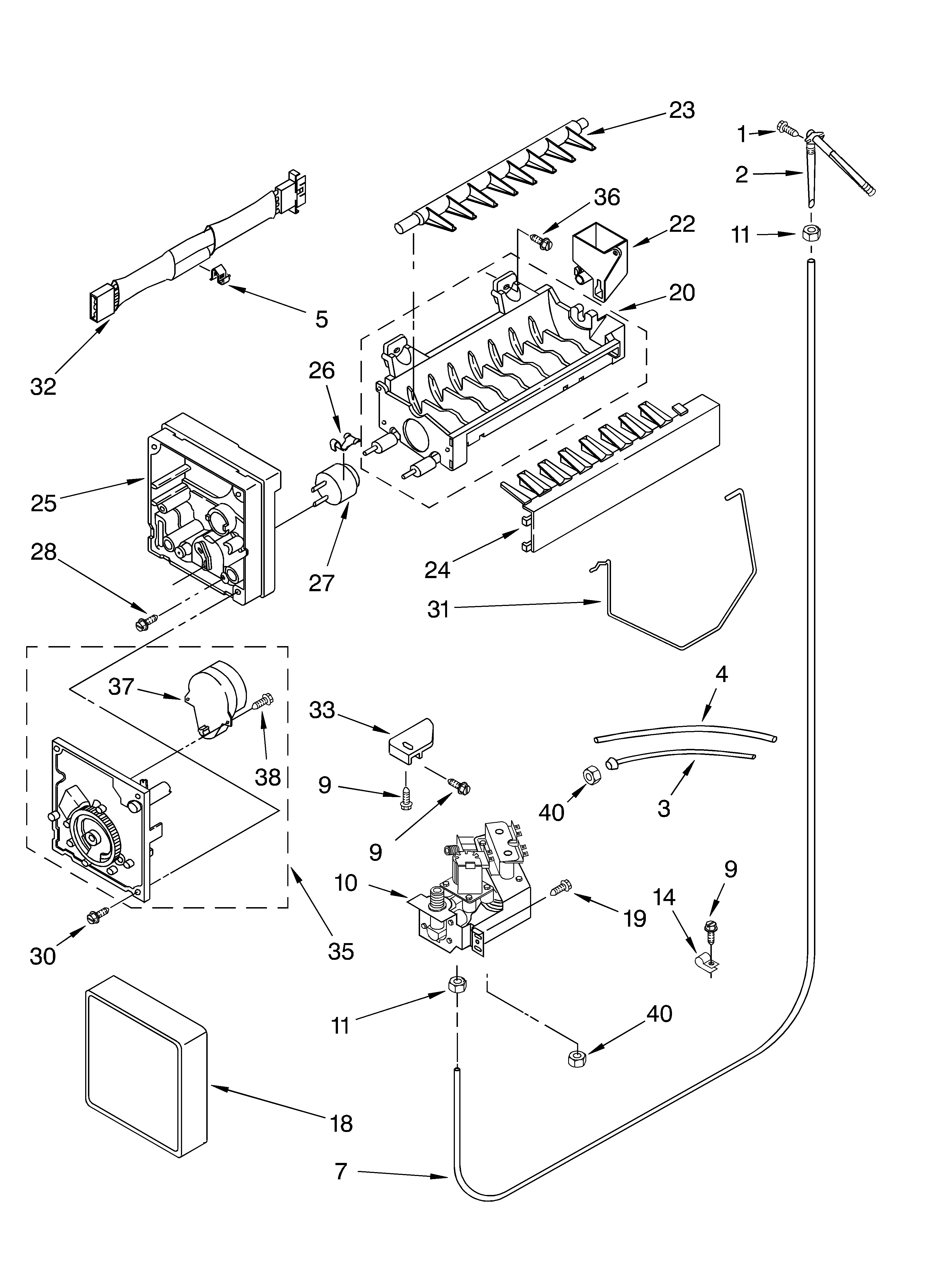 KitchenAid KSRD25FKBT02 ice maker/optional diagram