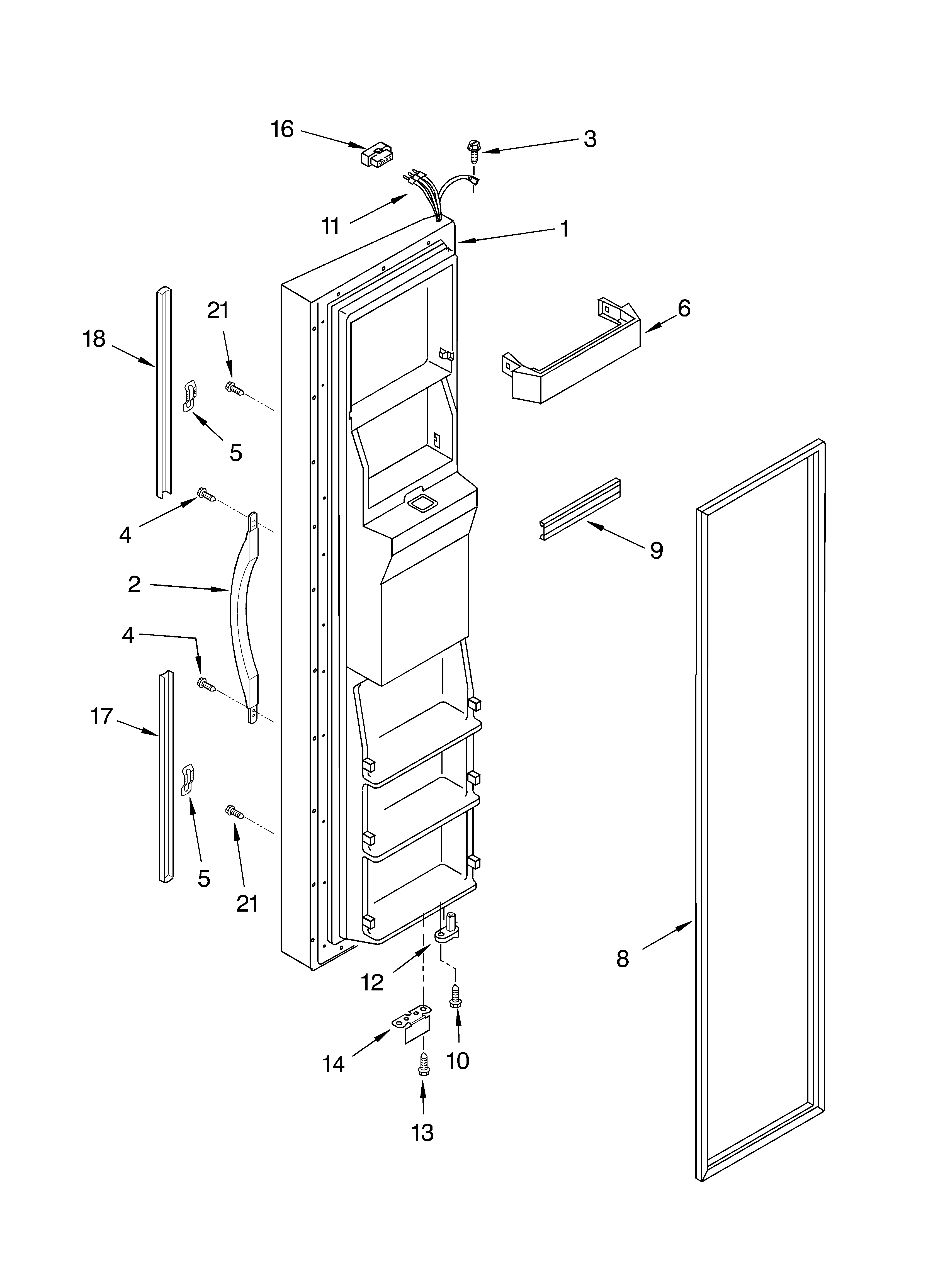Whirlpool GS2SHGXKT02 freezer door diagram