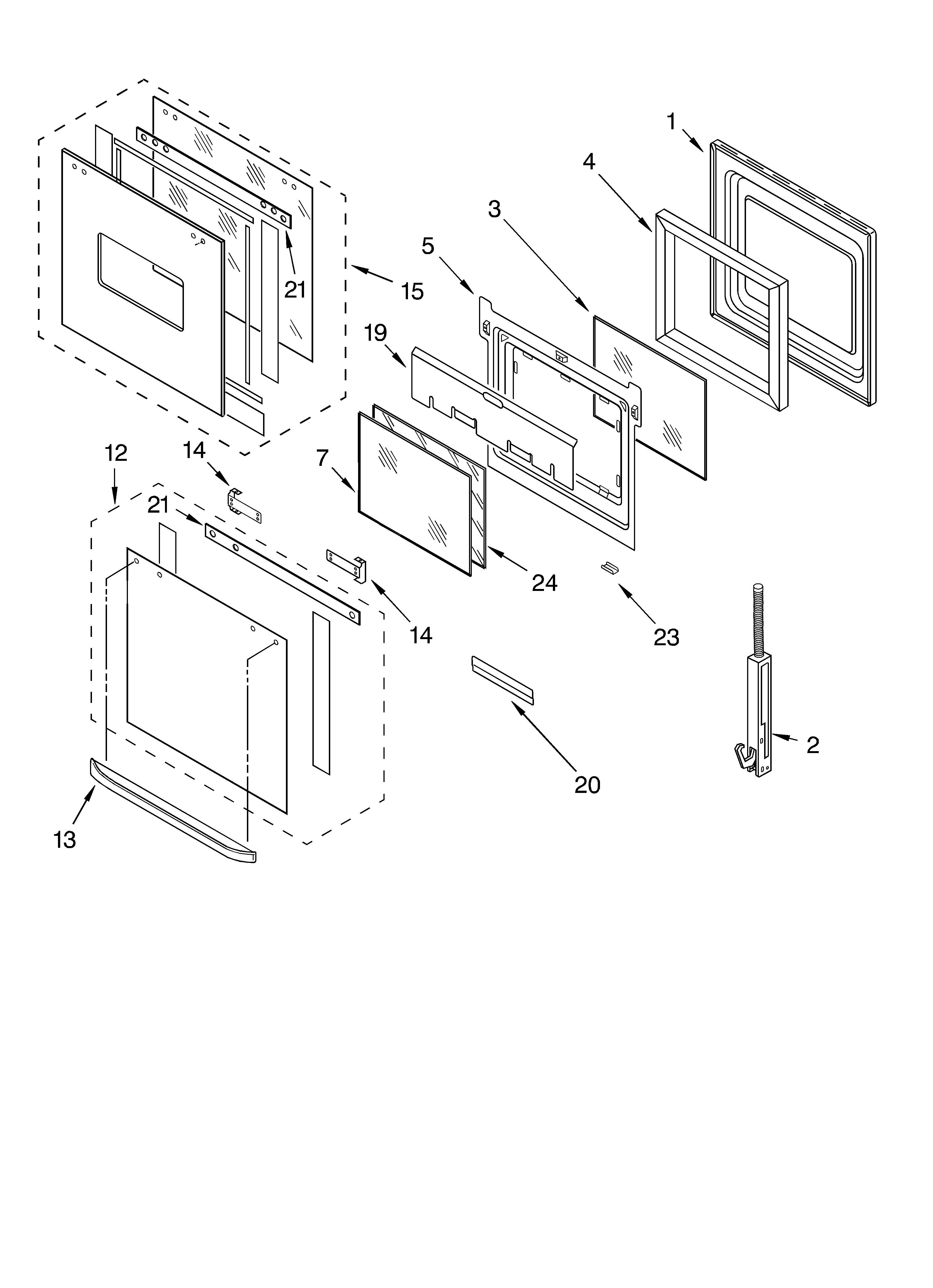 Whirlpool RBS275PDQ12 oven door diagram