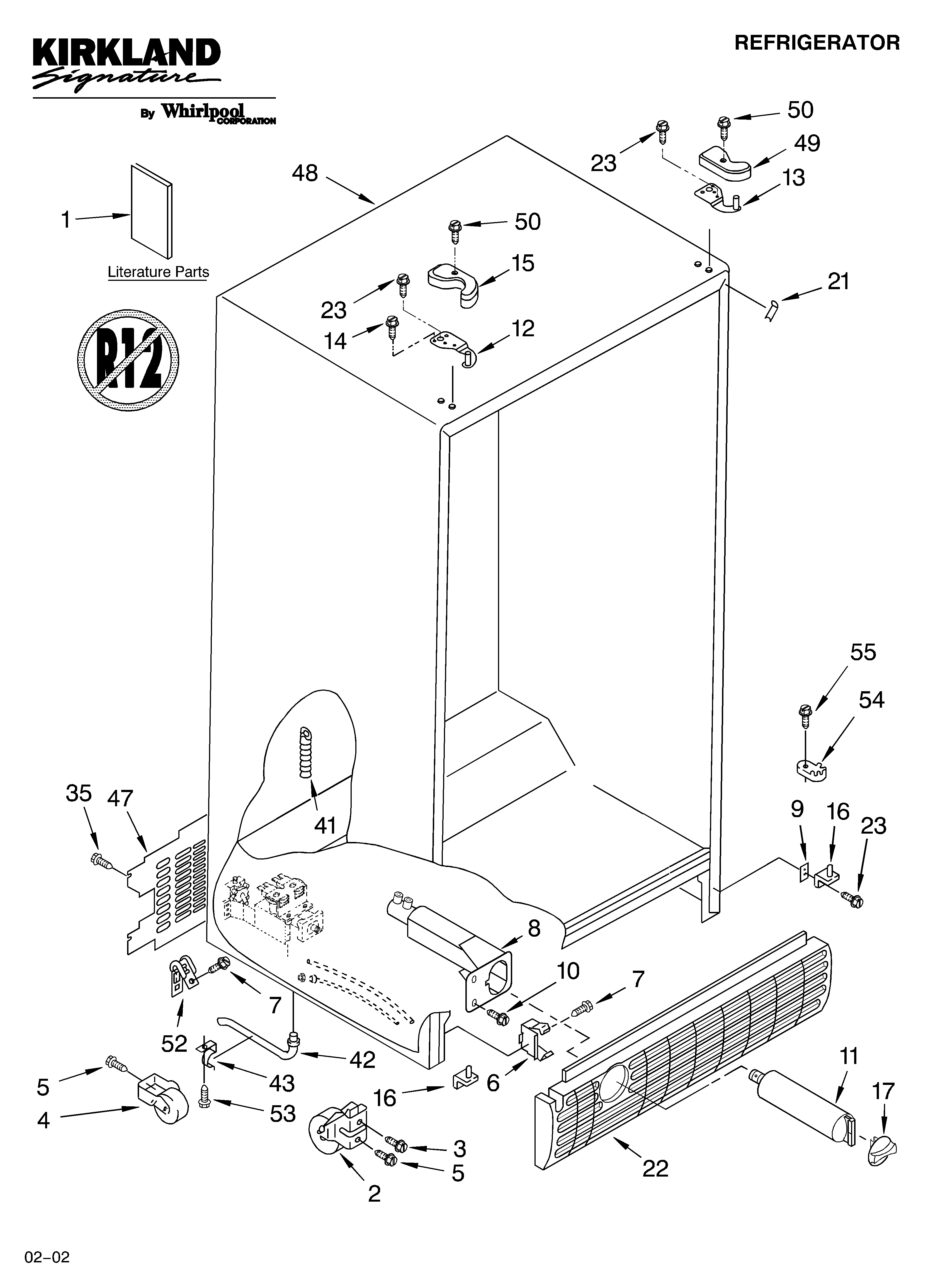 Kirkland SS25AFXLQ00 cabinet/literature diagram