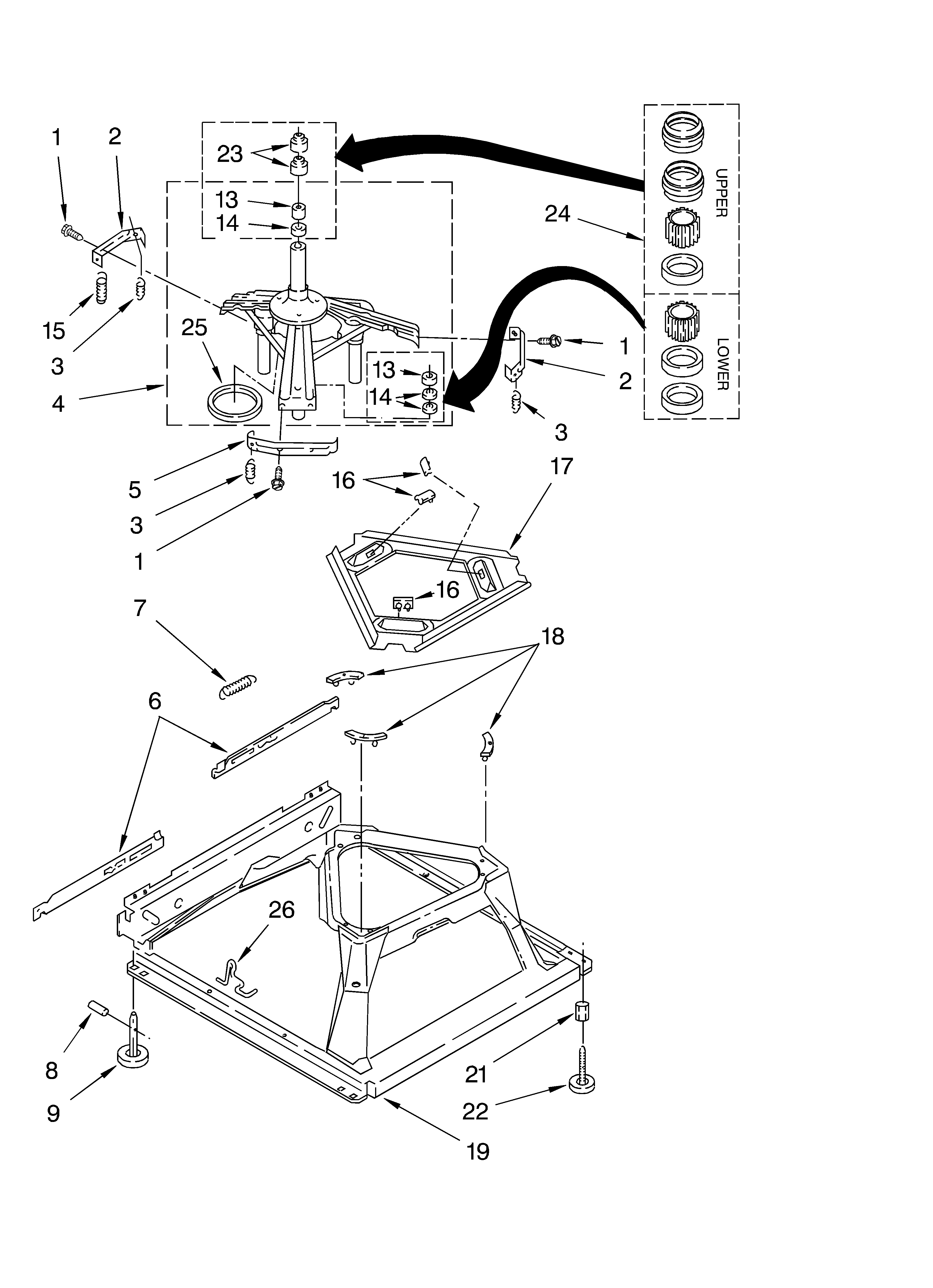 Whirlpool LSQ9510LQ0 machine base diagram
