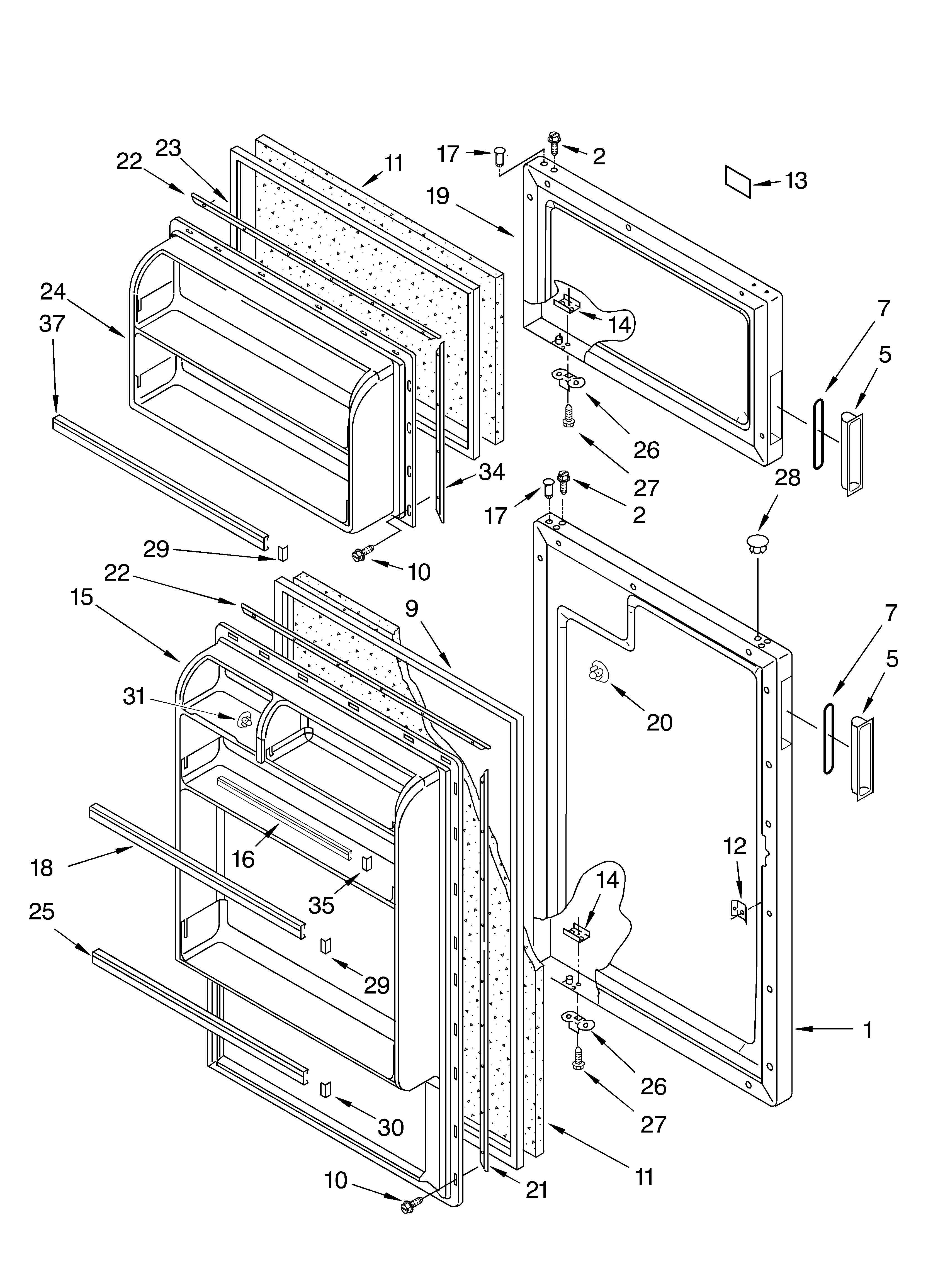 Whirlpool ET6CSKXKZ00 door diagram